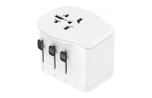 ADAPTADOR ENCHUFE UNIVERSAL VIAJE 3 USB (A+C) BLANCO 20W