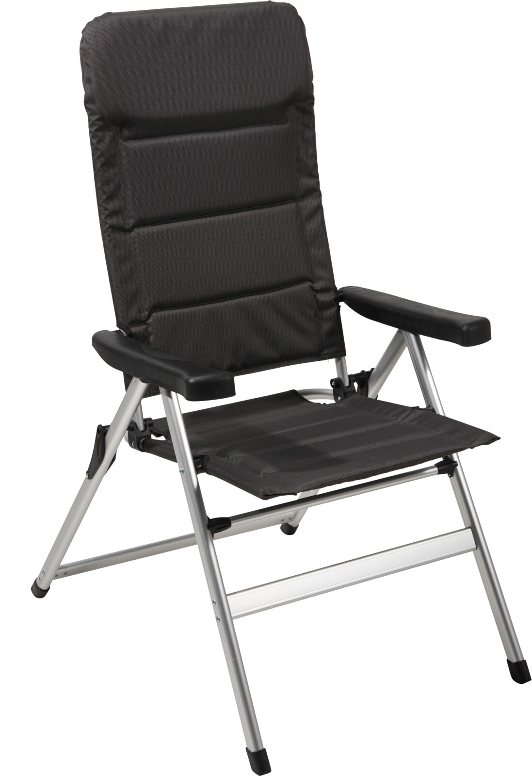 SILLA CAMPING PLEGABLE POSICIONES NEGRA 63,5X120CM