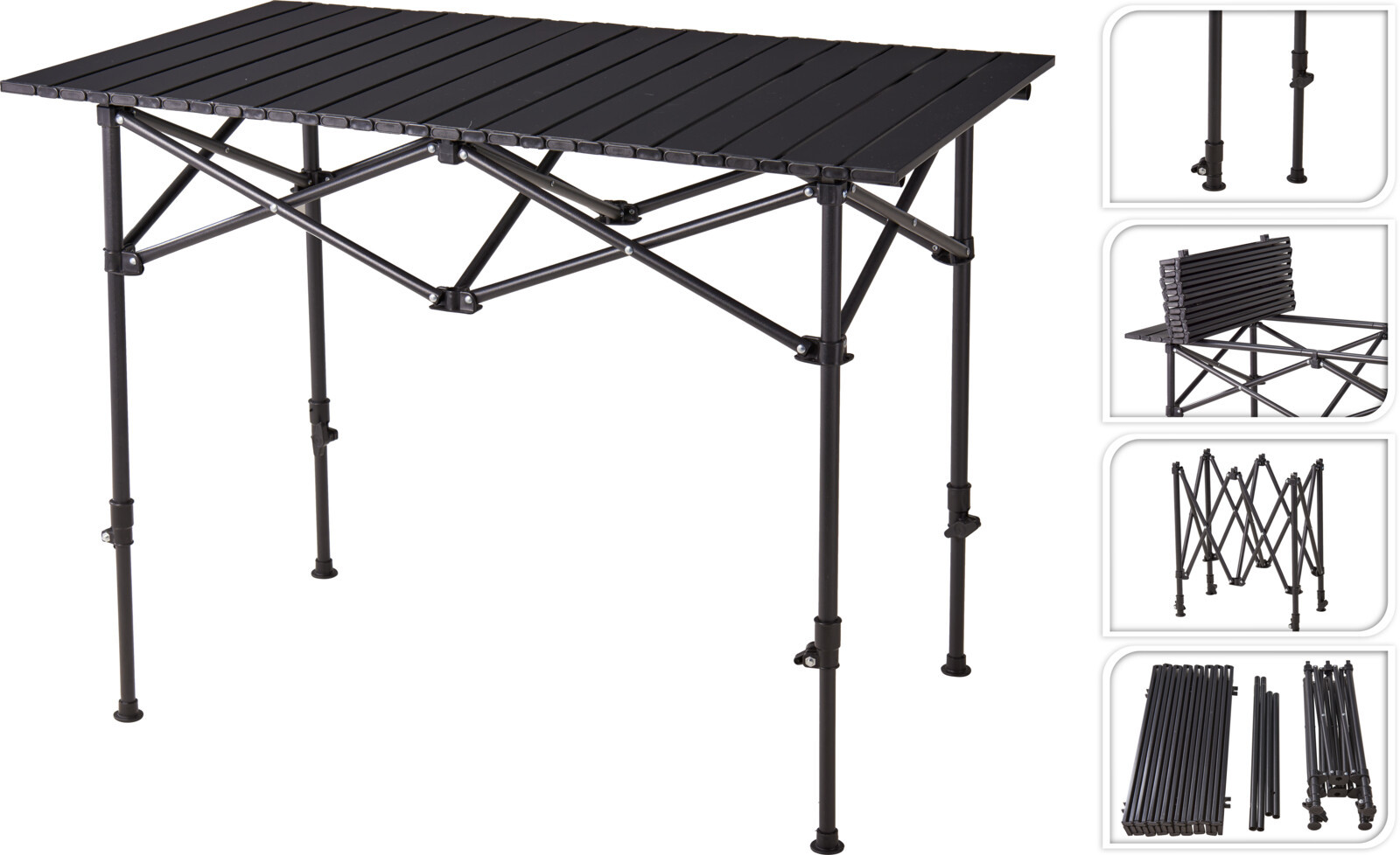 MESA CAMPING METALICA 95X55CM 50-80CM