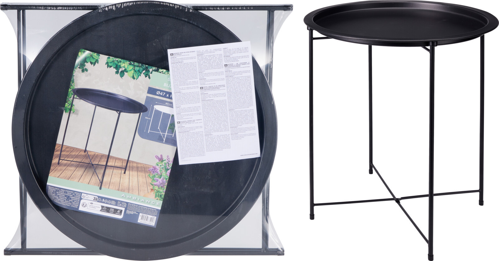 MESA AUXILIAR ACERO Ø 47CM NEGRO