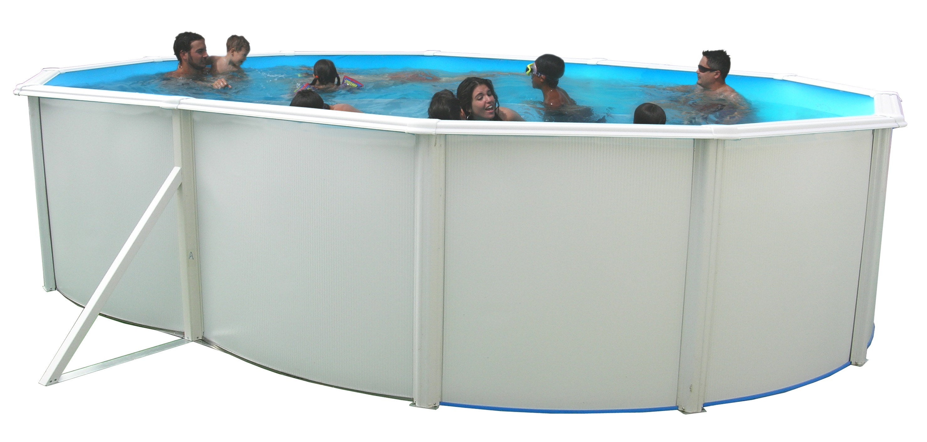 PISCINA ACERO OVALADA CON COLUMNAS 550X336X120CM