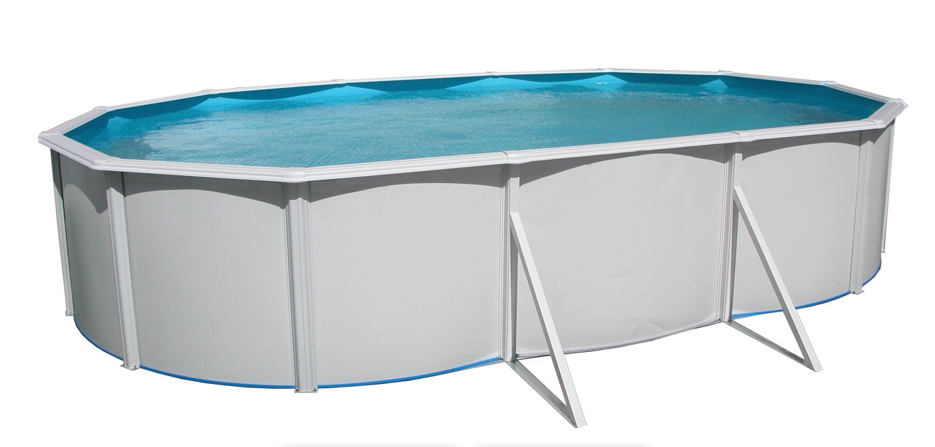 PISCINA ACERO OVALADA CON COLUMNAS 640X336X120CM