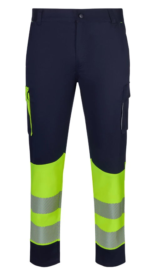 PANTALON ALTA VISIBILIDAD STRETCH CINTA SEGMENTADA NAVY/AMARILLO TALLA S