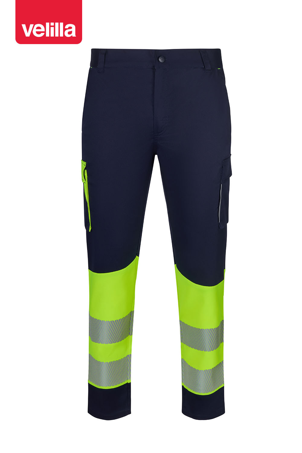 PANTALON ALTA VISIBILIDAD STRETCH CINTA SEGMENTADA NAVY/AMARILLO TALLA M