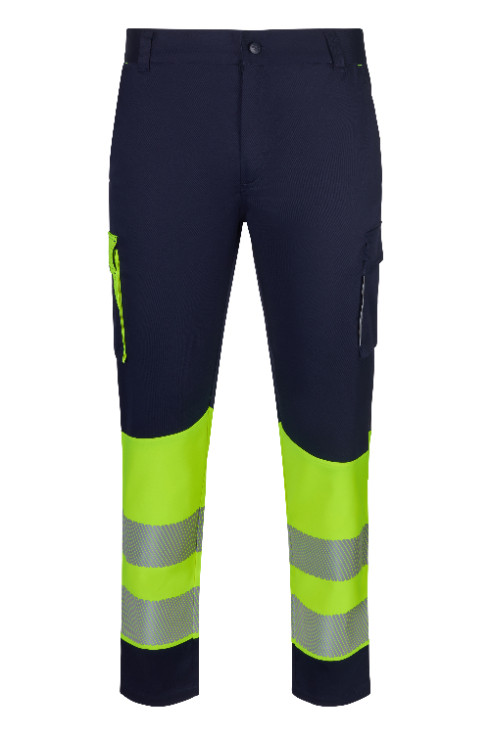 PANTALON ALTA VISIBILIDAD STRETCH CINTA SEGMENTADA NAVY/AMARILLO TALLA L