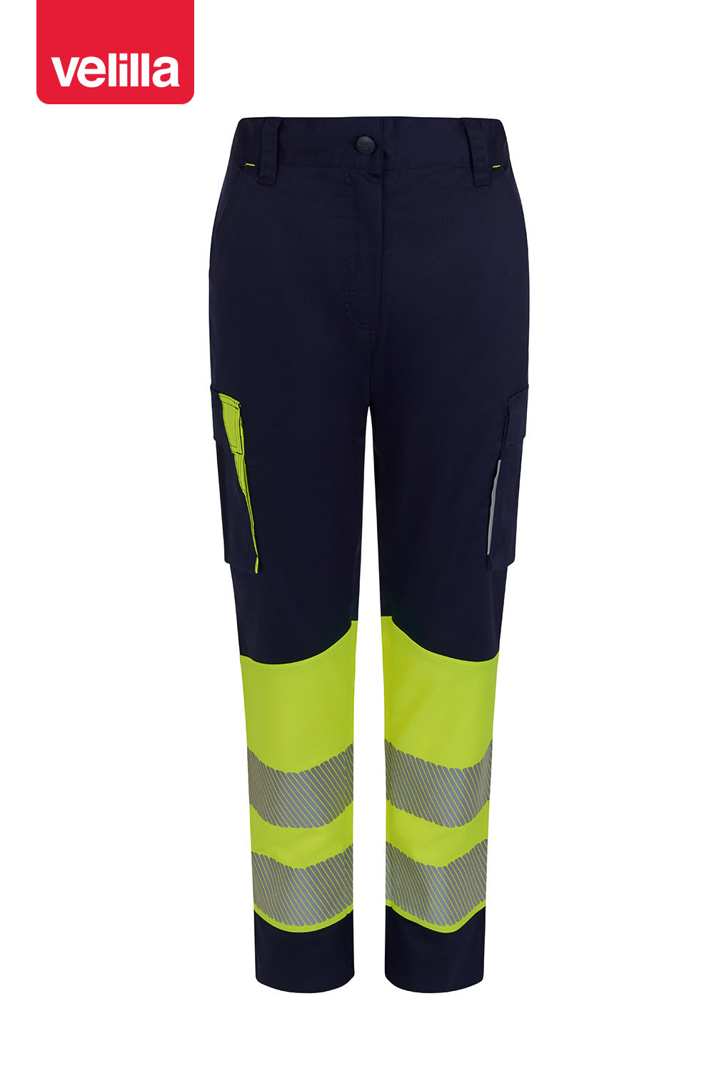 PANTALON ALTA VISIBILIDAD STRETCH CINTA SEGMENTADA NAVY/AMARILLO TALLA L MUJER