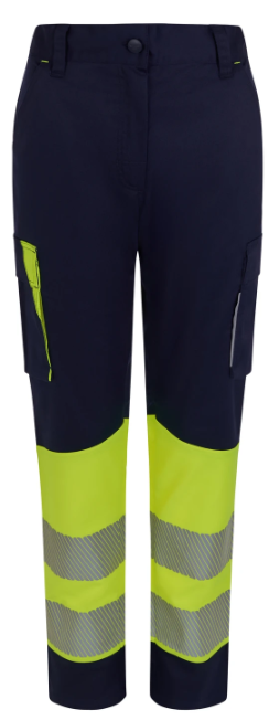 PANTALON ALTA VISIBILIDAD STRETCH CINTA SEGMENTADA NAVY/AMARILLO TALLA XXL MUJER