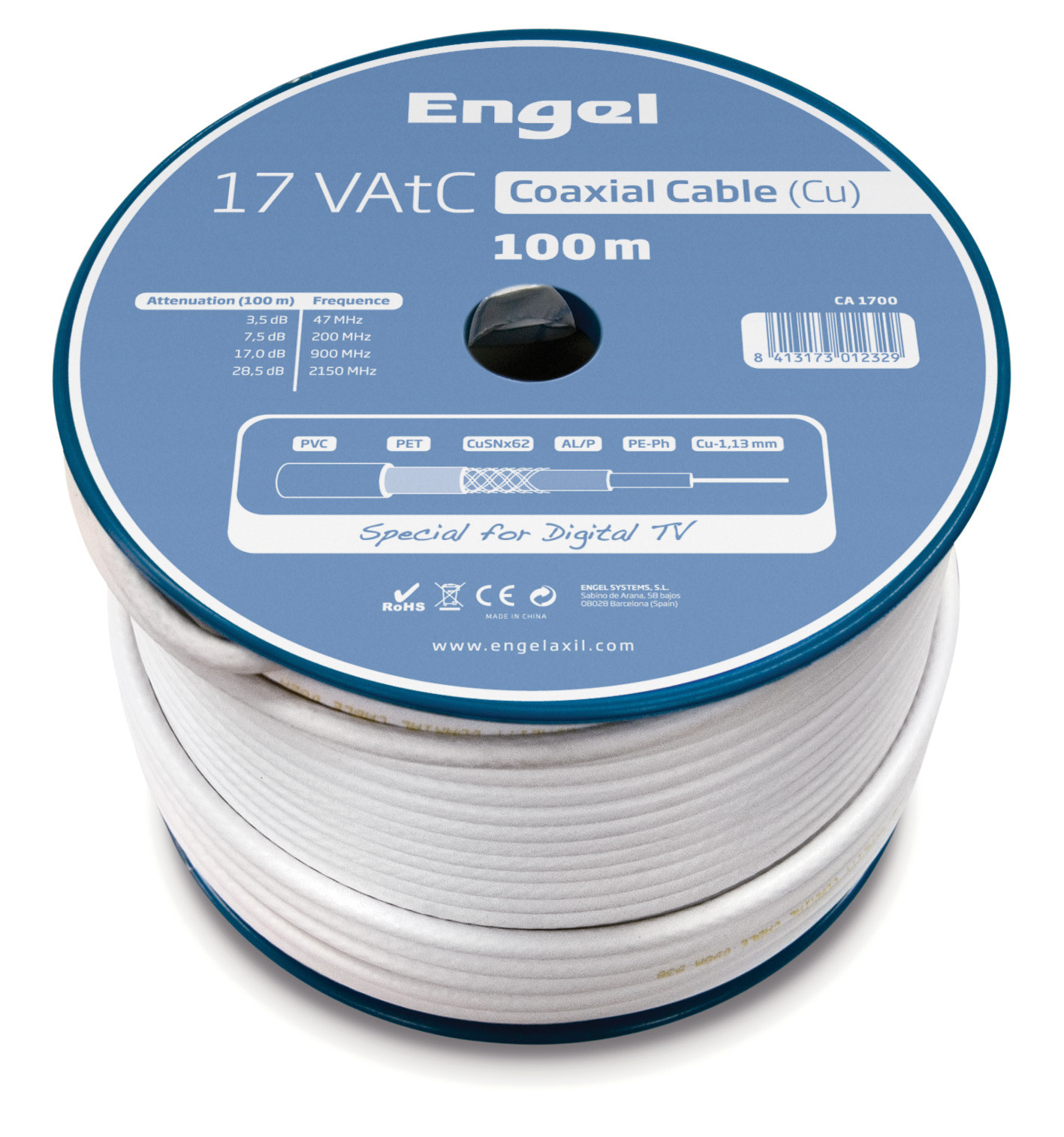 CABLE ANTENA COAXIAL BLANCO 100 METROS