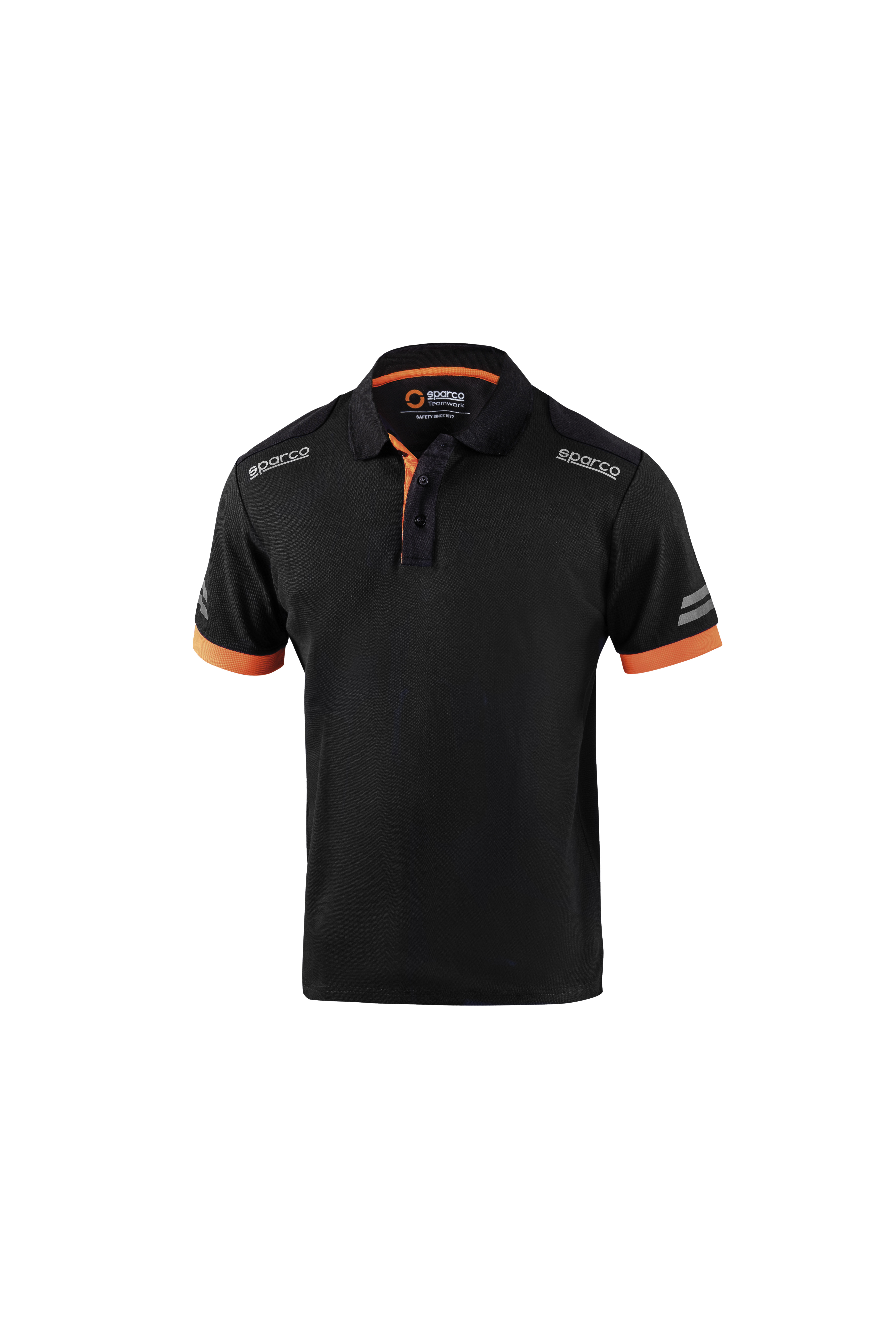POLO TECNICO 180 GR NEGRO / NARANJA FLUOR TALLA 3XL