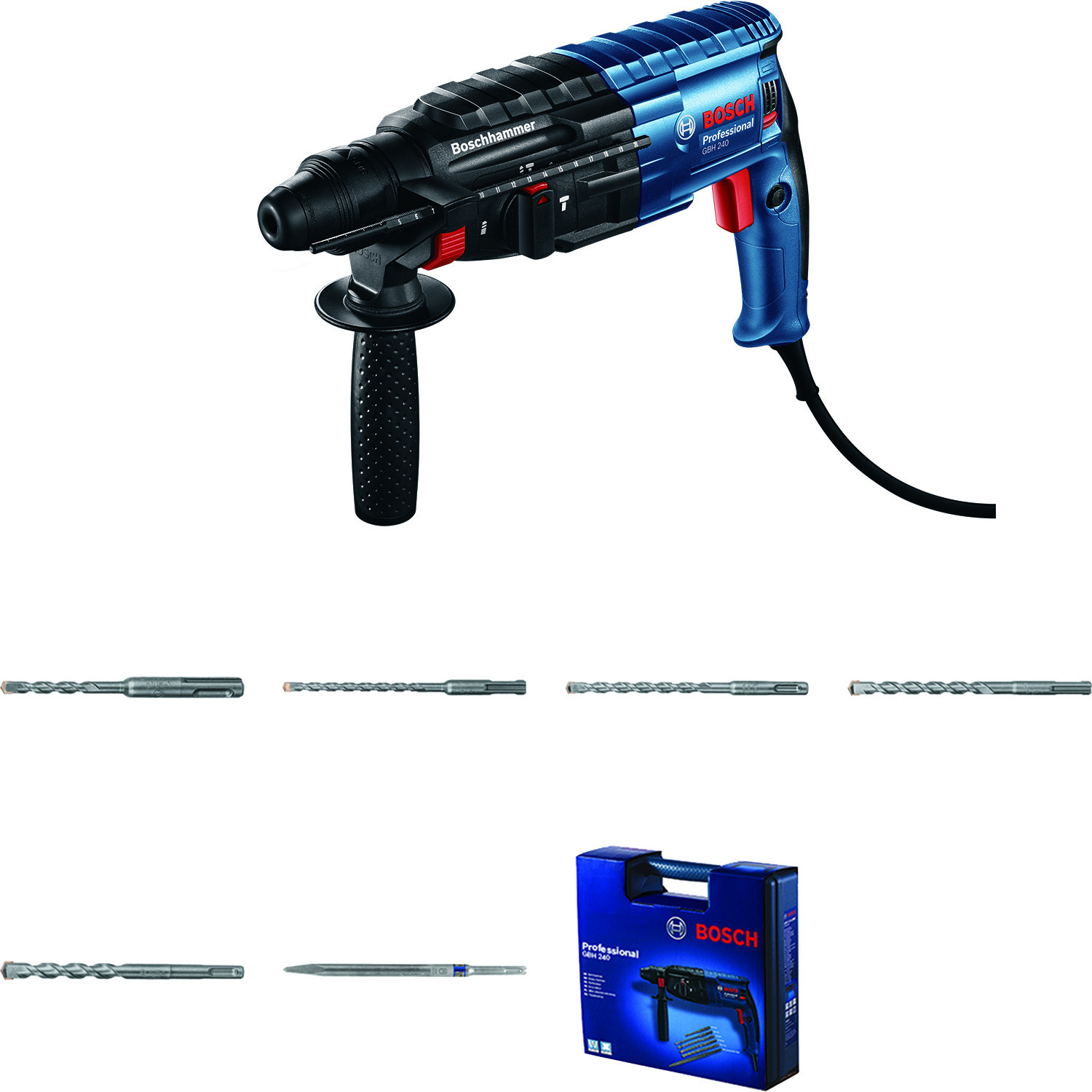 MARTILLO PERFORADOR GBH 240 PROFESIONAL CON SET 5 BROCAS