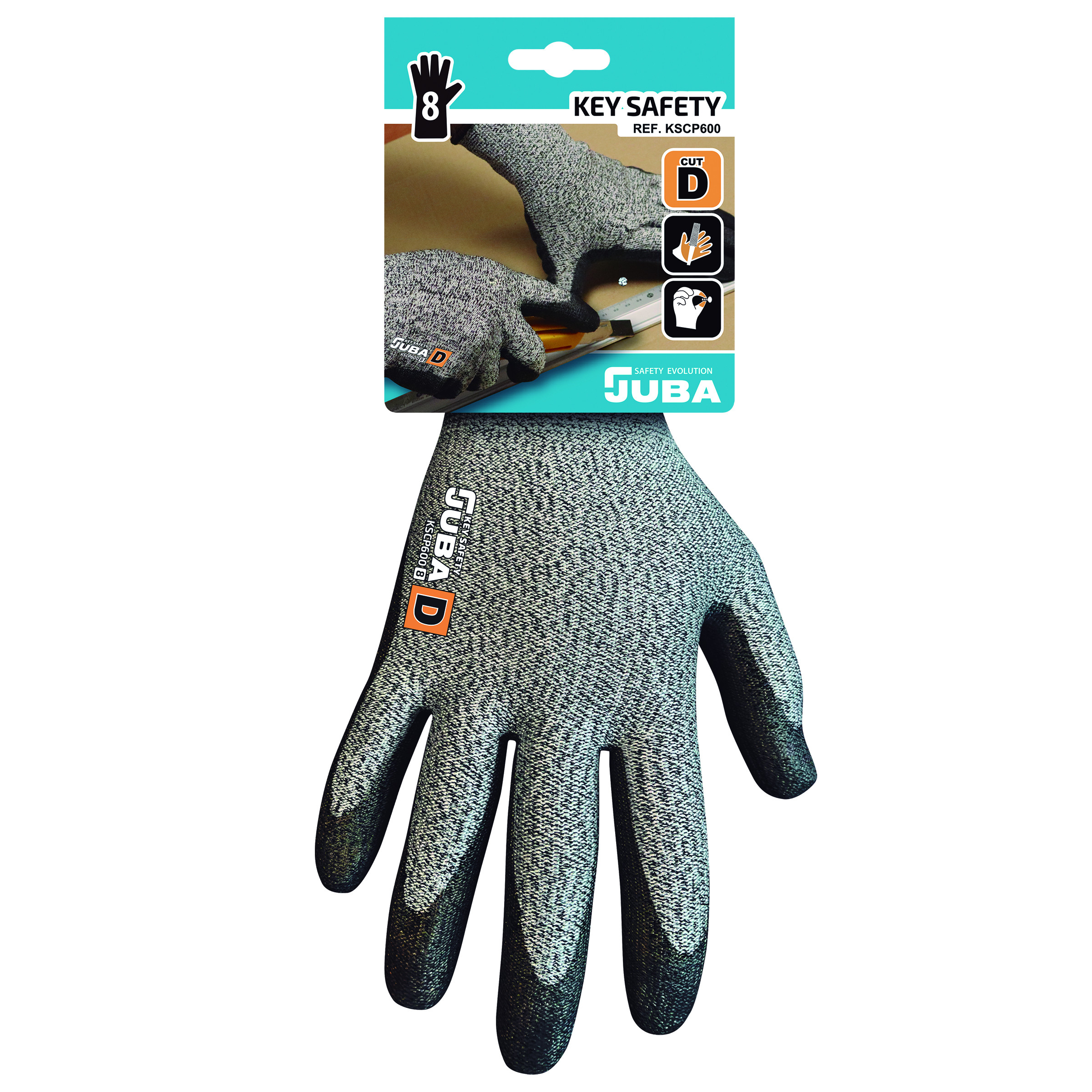 GUANTE ANTICORTE POLIESTER / ELASTANO RECUBIERTO POLIURETANO KEY SAFETY TALLA 8