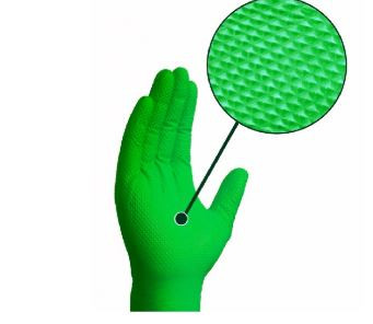 GUANTE NITRILO DIAMANTADO CAIMAN VERDE 150UN TALLA S