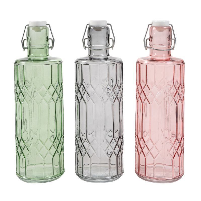 BOTELLA VIDRIO TALLADA 1L COLOR SURTIDO