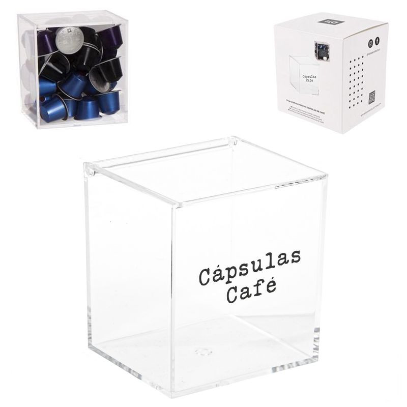 CAJA ACRILICO PARA 40 CAPSULAS CAFE 