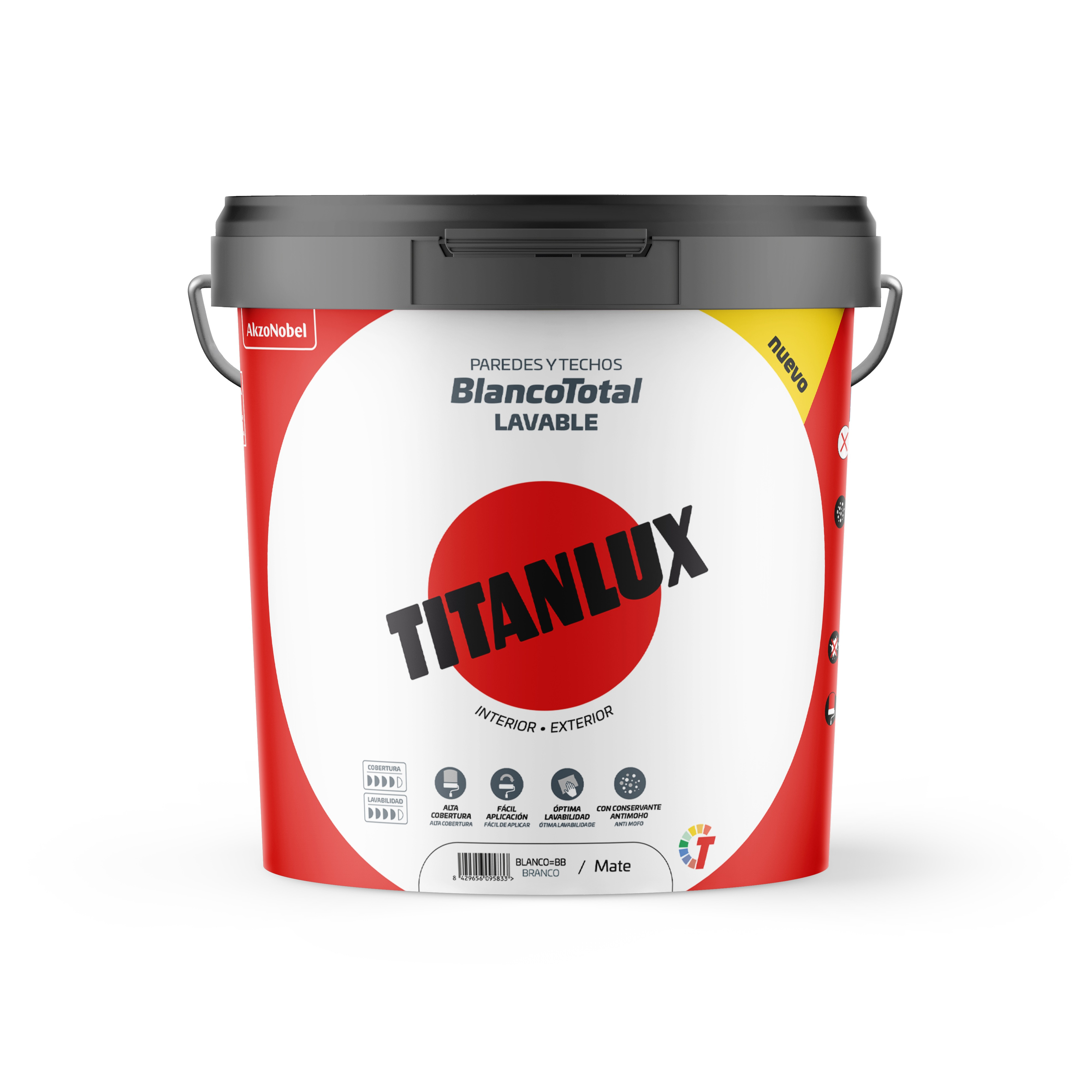 PINTURA PLASTICA INTERIOR EXTERIOR BLANCO TOTAL MATE 14 L BLANCO