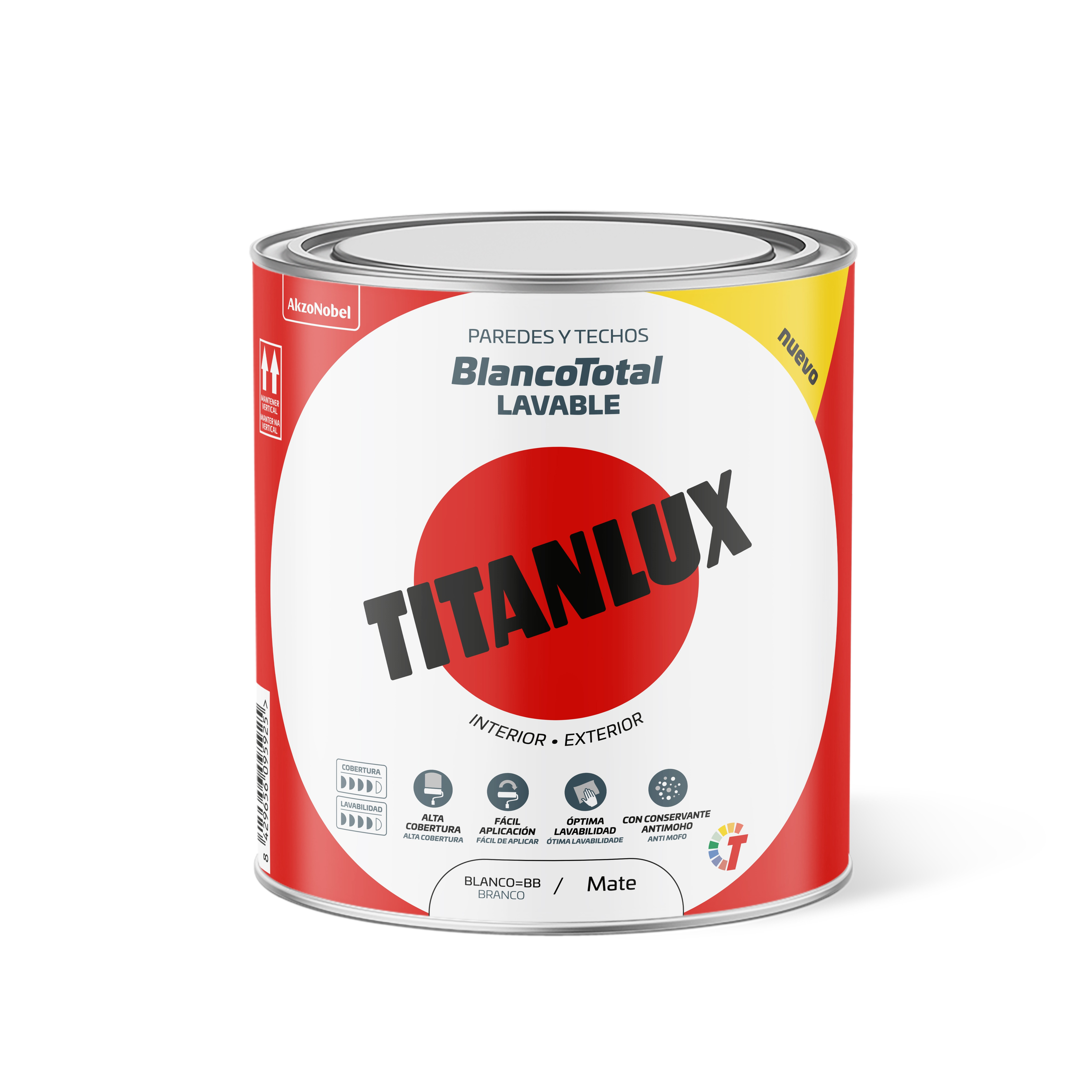 PINTURA PLASTICA INTERIOR EXTERIOR BLANCO TOTAL MATE 750 ML BLANCO