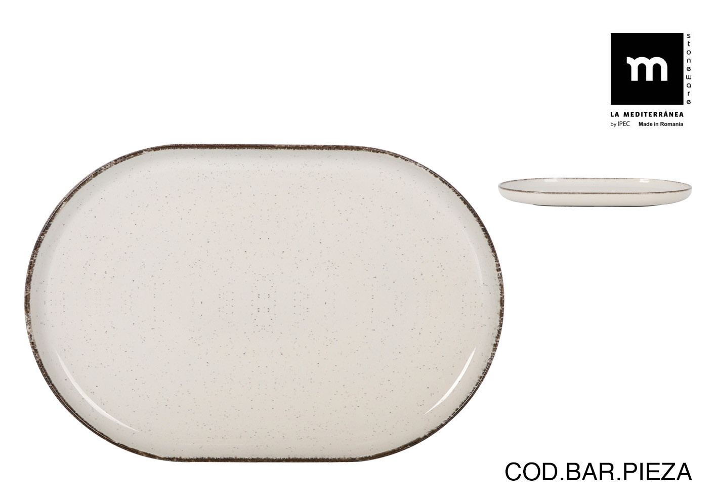 FUENTE OVAL STONEWARE NORDIC ANLLO 30X20X2,5CM