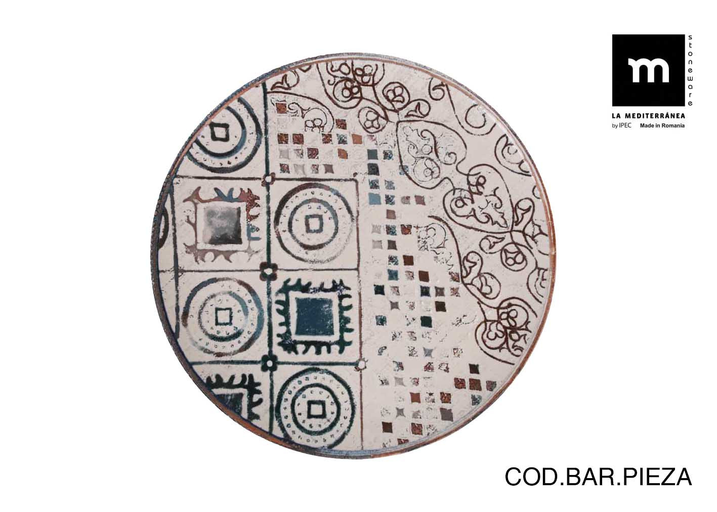 PLATO STONEWARE DECORADO GRECIA LLANO 26CM