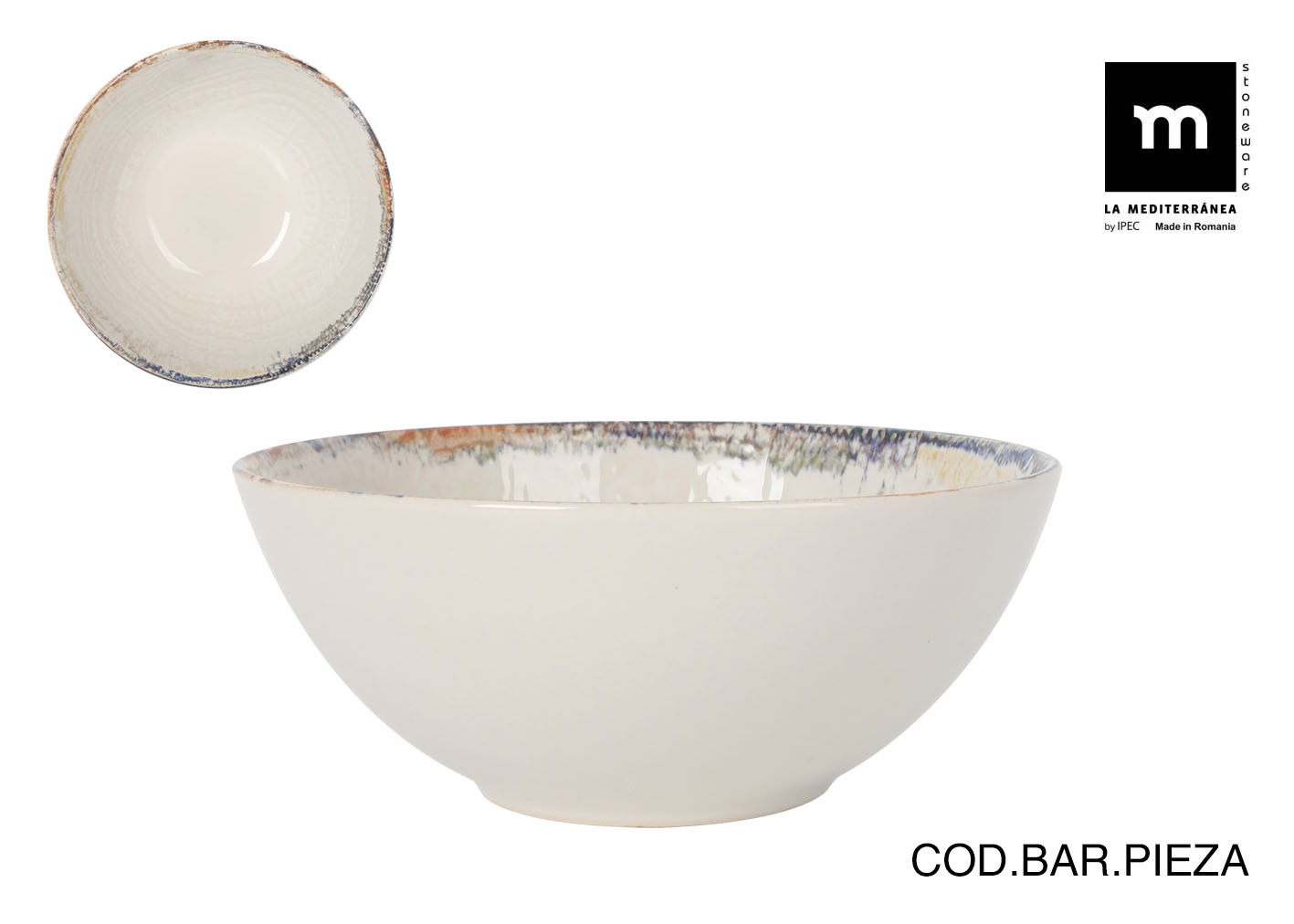 BOL STONEWARE DECORADO ALBUS 16 CM