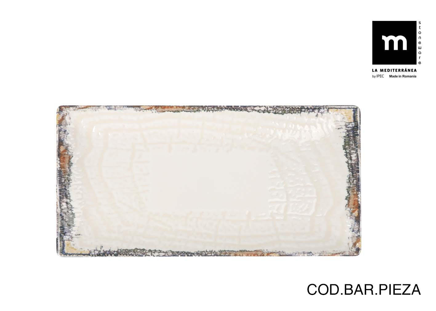 BANDEJA STONEWARE RECTANGULAR ALBUS 30X15 CM