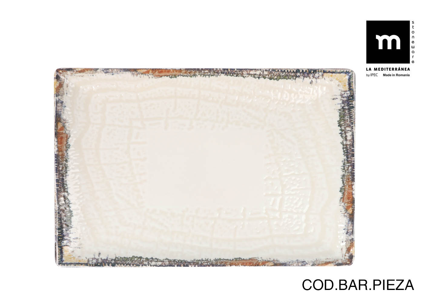 BANDEJA STONEWARE RECTANGULAR ALBUS 30X20 CM