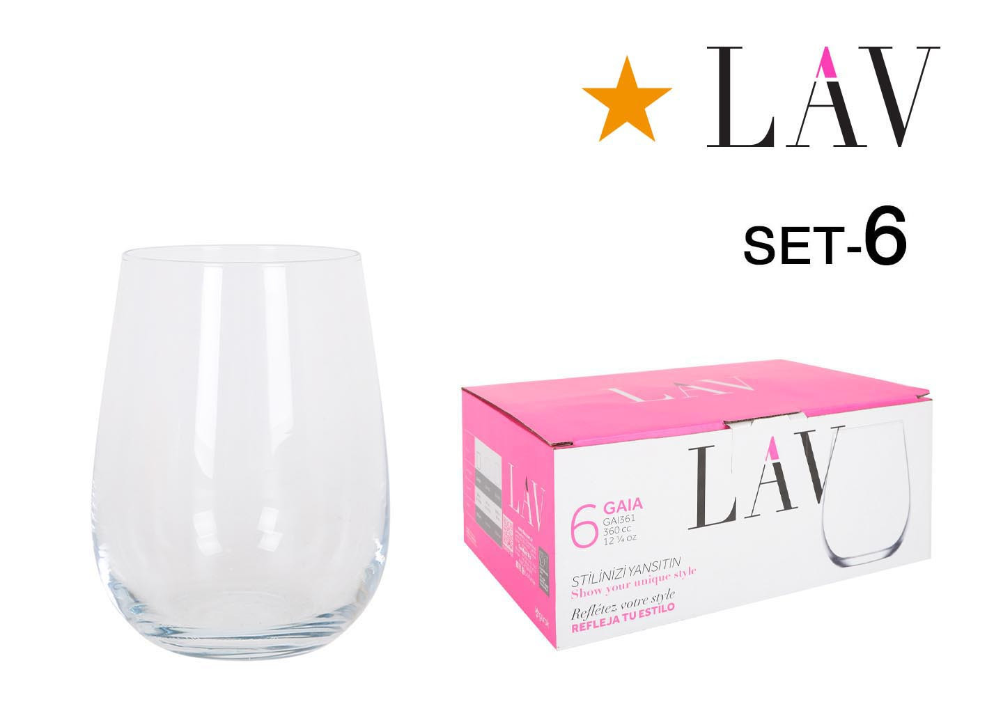 VASO PACK 6UDS GAIA 36CL