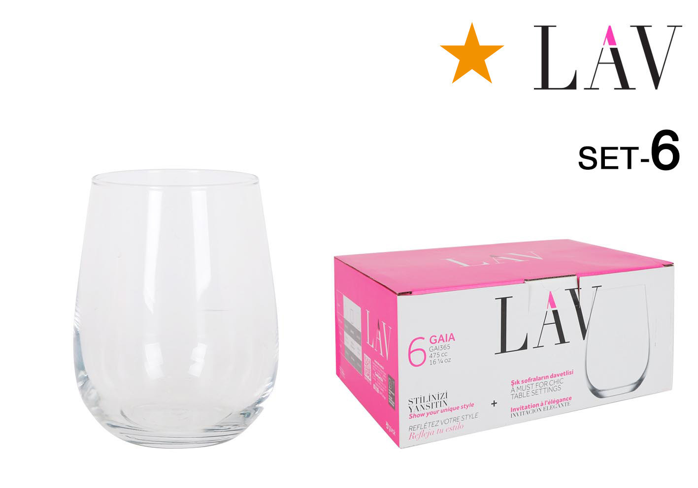 VASO PACK 6UDS GAIA 47,5CL