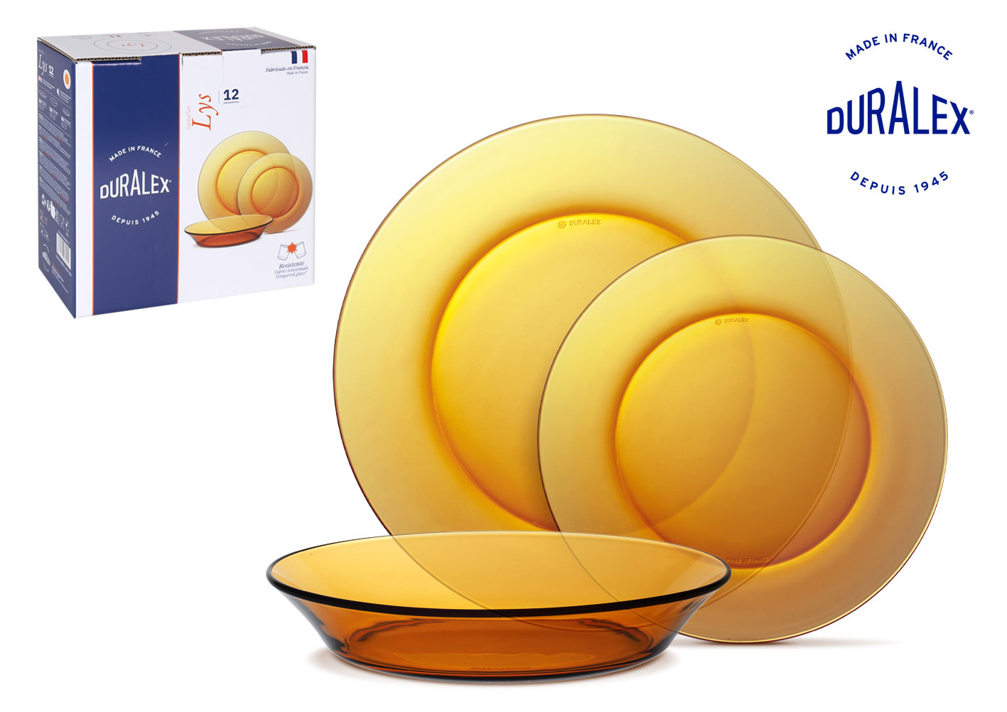 VAJILLA 12PCS DURALEX LYS AMBAR