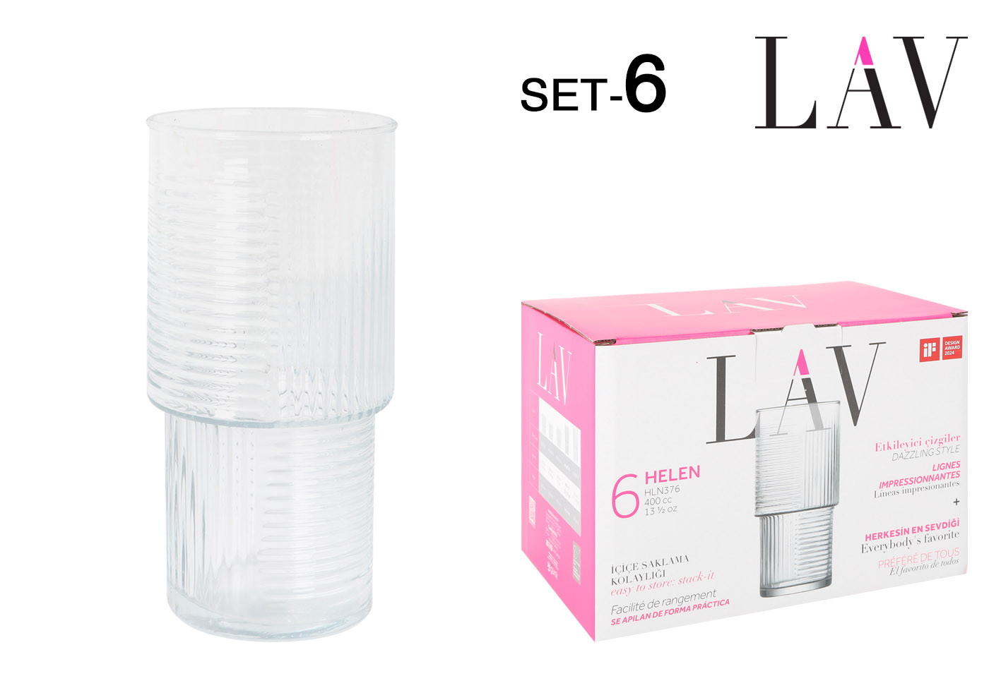 VASO APILABLE PACK 6UDS HELEN 40CL
