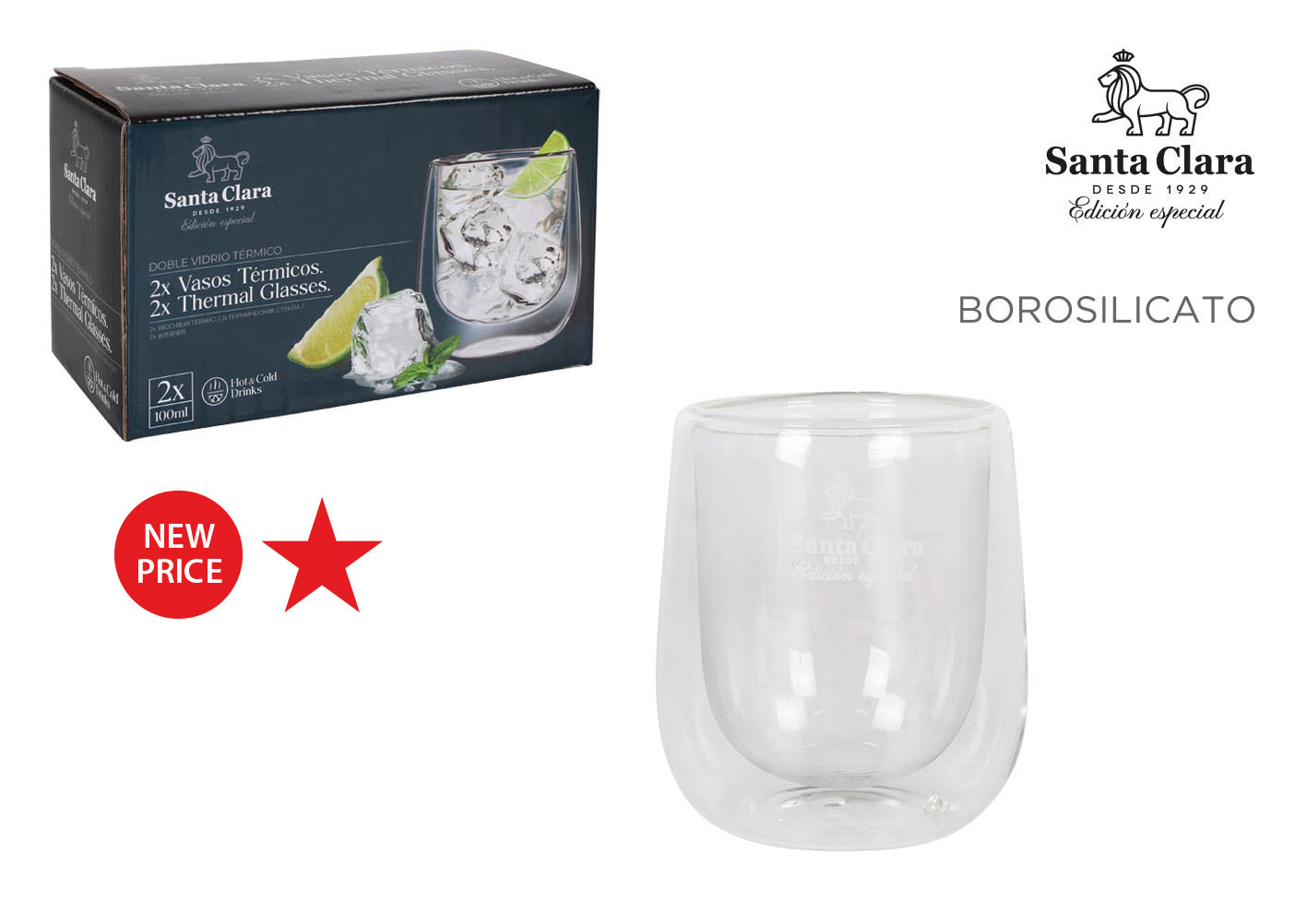 VASO BOROSILICATO DOBLE SET 2UDS 10CL