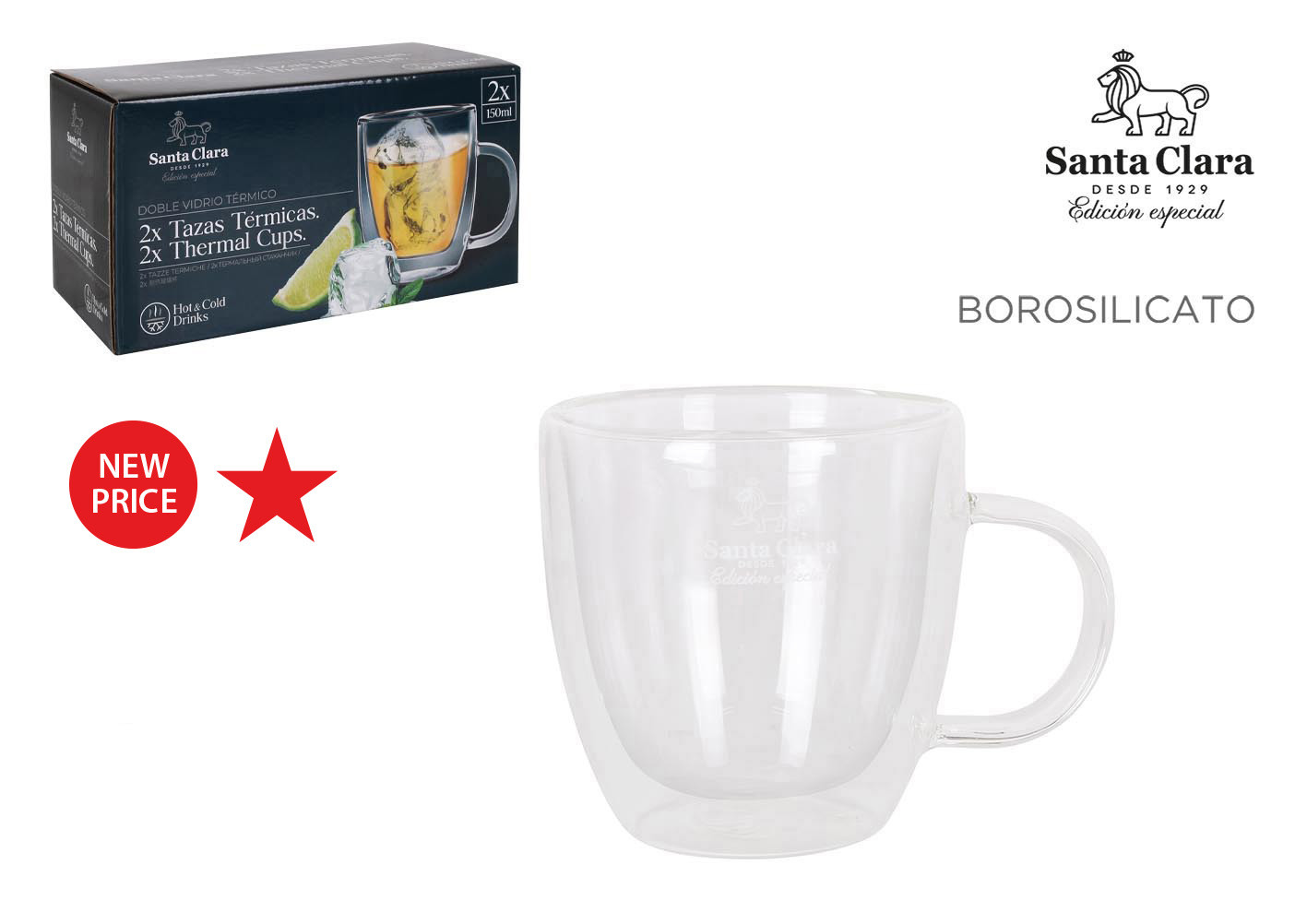 TAZA BOROSILICATO DOBLE SET 2UDS 15CL
