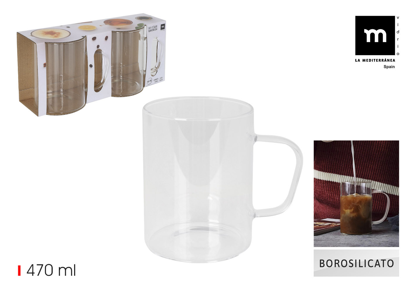 TAZA BOROSILICATO DOBLE SET 2UDS 47CL