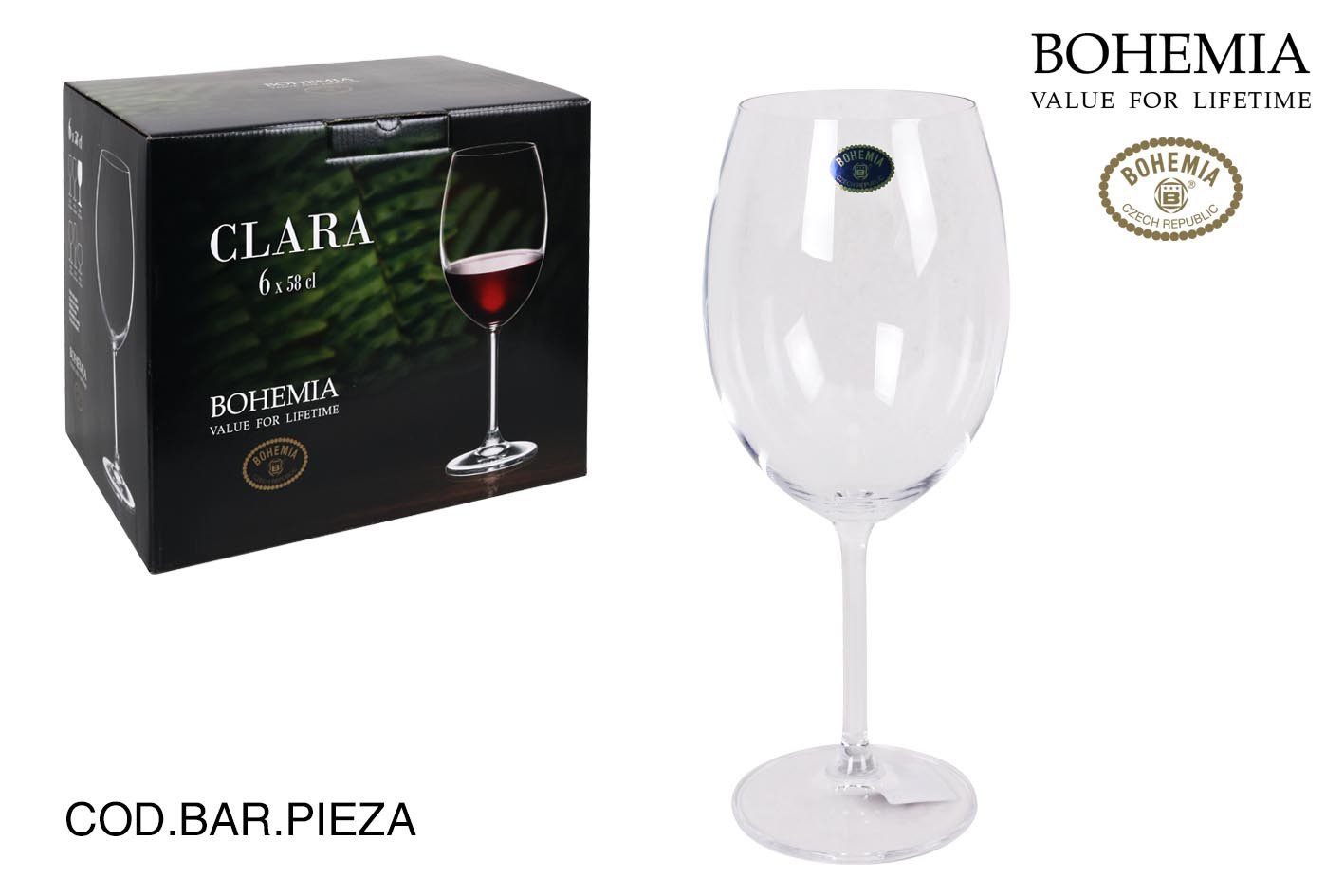 COPA VINO CRISTAL BOHEMIA PACK 6UDS 58CL