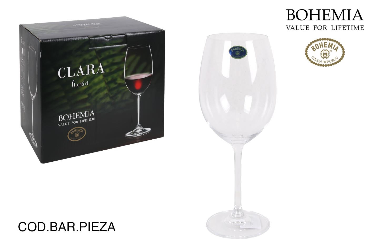COPA VINO BOHEMIA PACK 6UDS 45CL