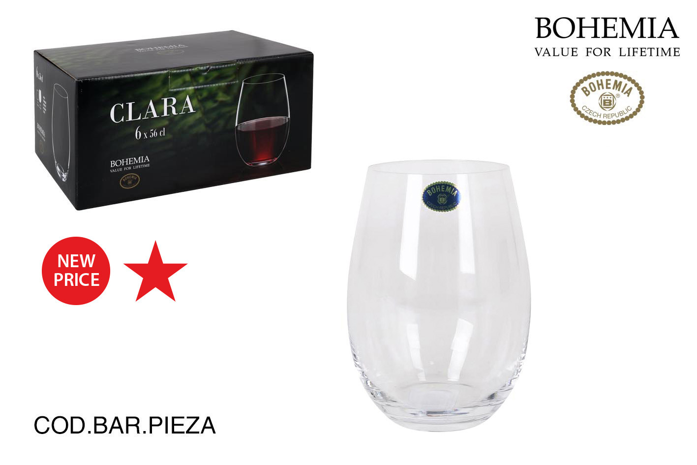 VASO CRISTAL BOHEMIA PACK 6UDS 56CL