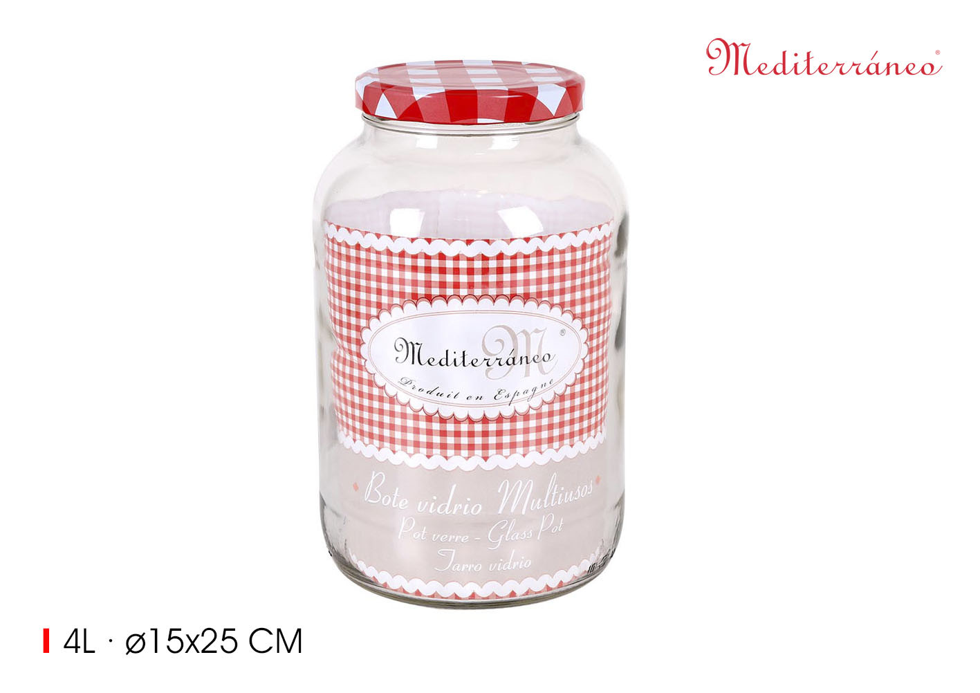 BOTE VIDRIO MULTIUSOS CON TAPA 4L