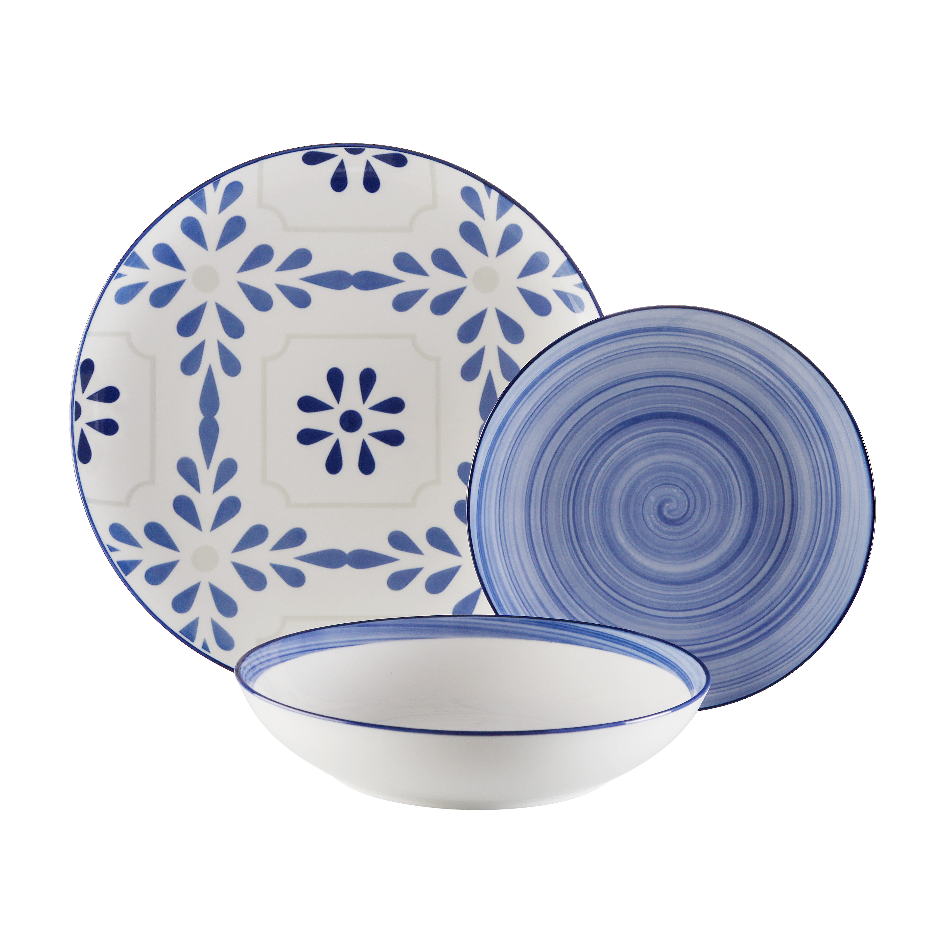 VAJILLA PORCELANA18 PIEZAS AZURITA