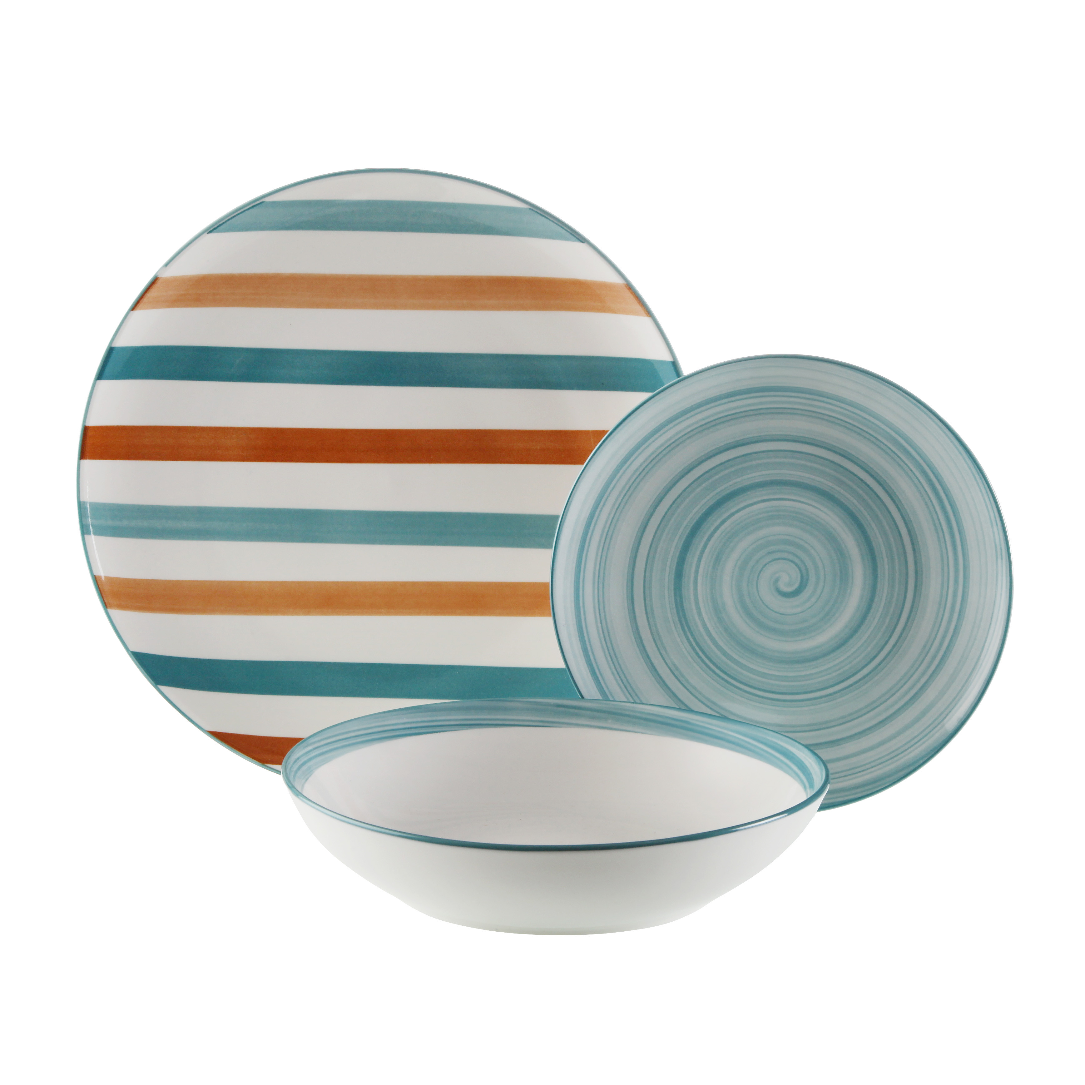 VAJILLA PORCELANA 18 PIEZAS RAYAS