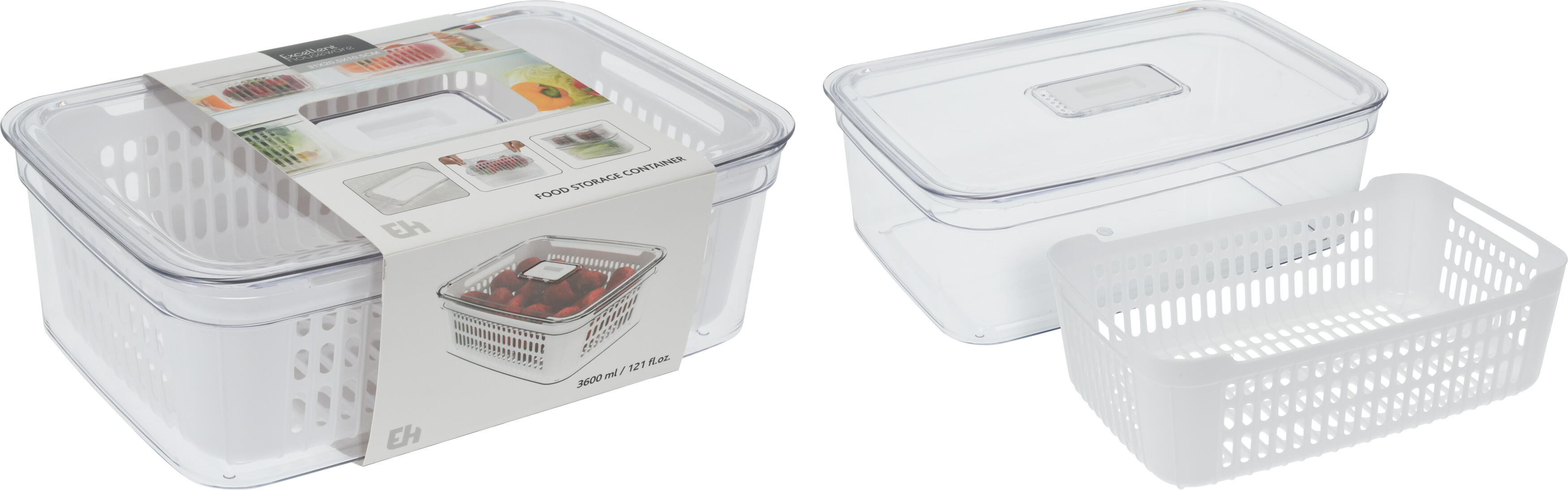 CONTENEDOR ALIMENTOS CON REJILLA 3600ML 31X20,5X10,5CM