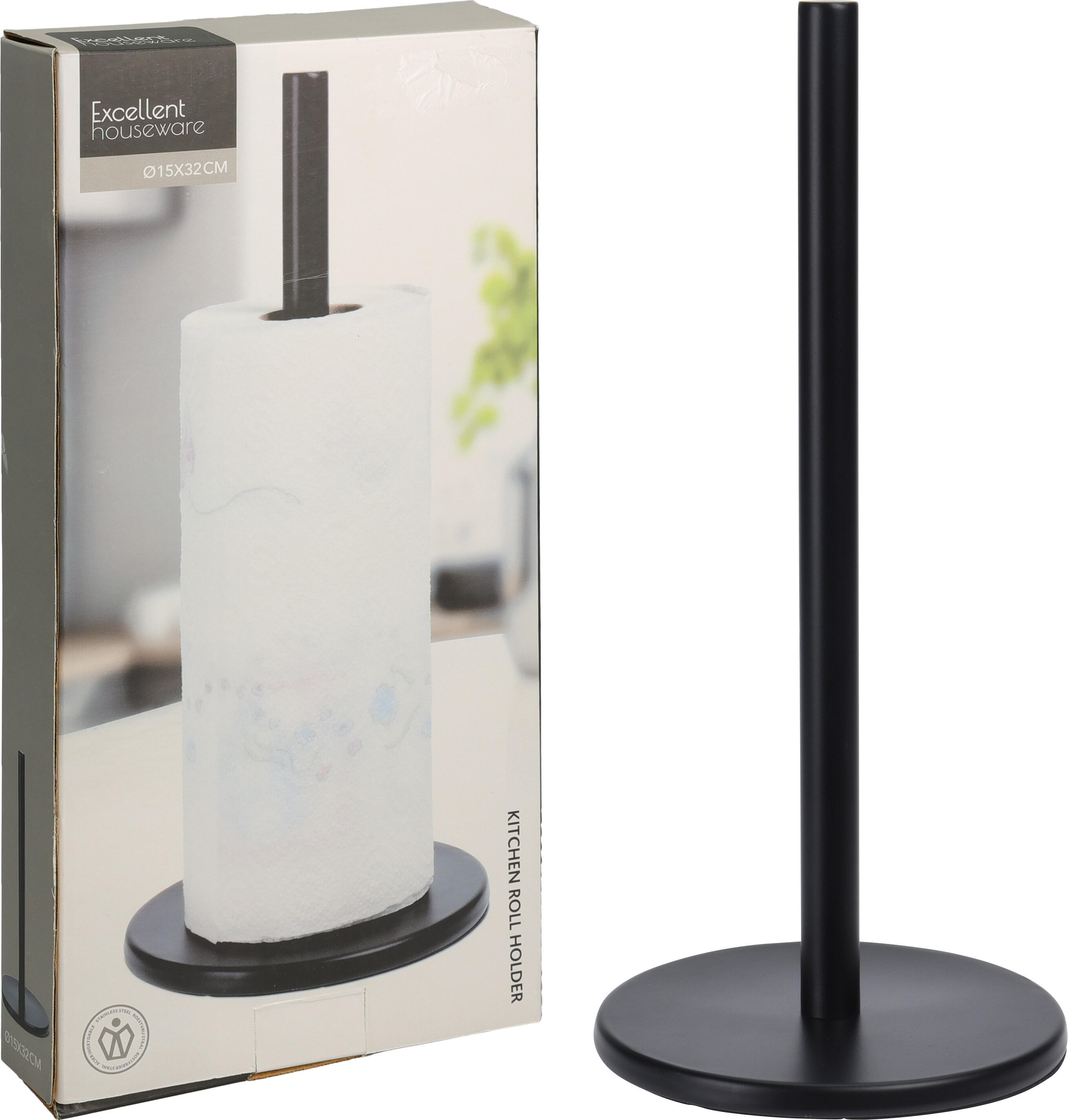 PORTAROLLOS COCINA NEGRO 32CM