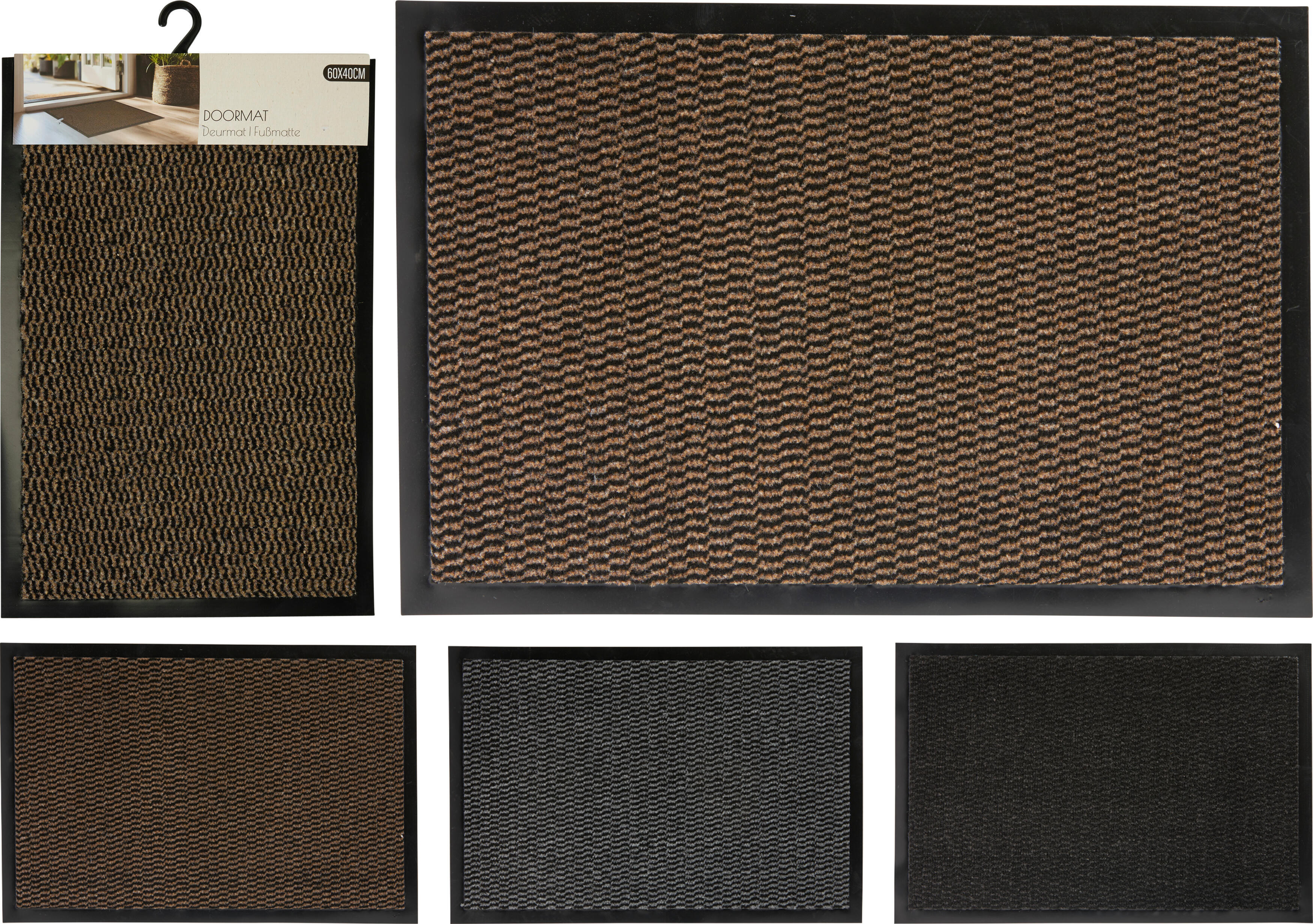 ALFOMBRA POLIPROPILENO CON PVC 40X60CM MARRON-GRIS-NEGRA