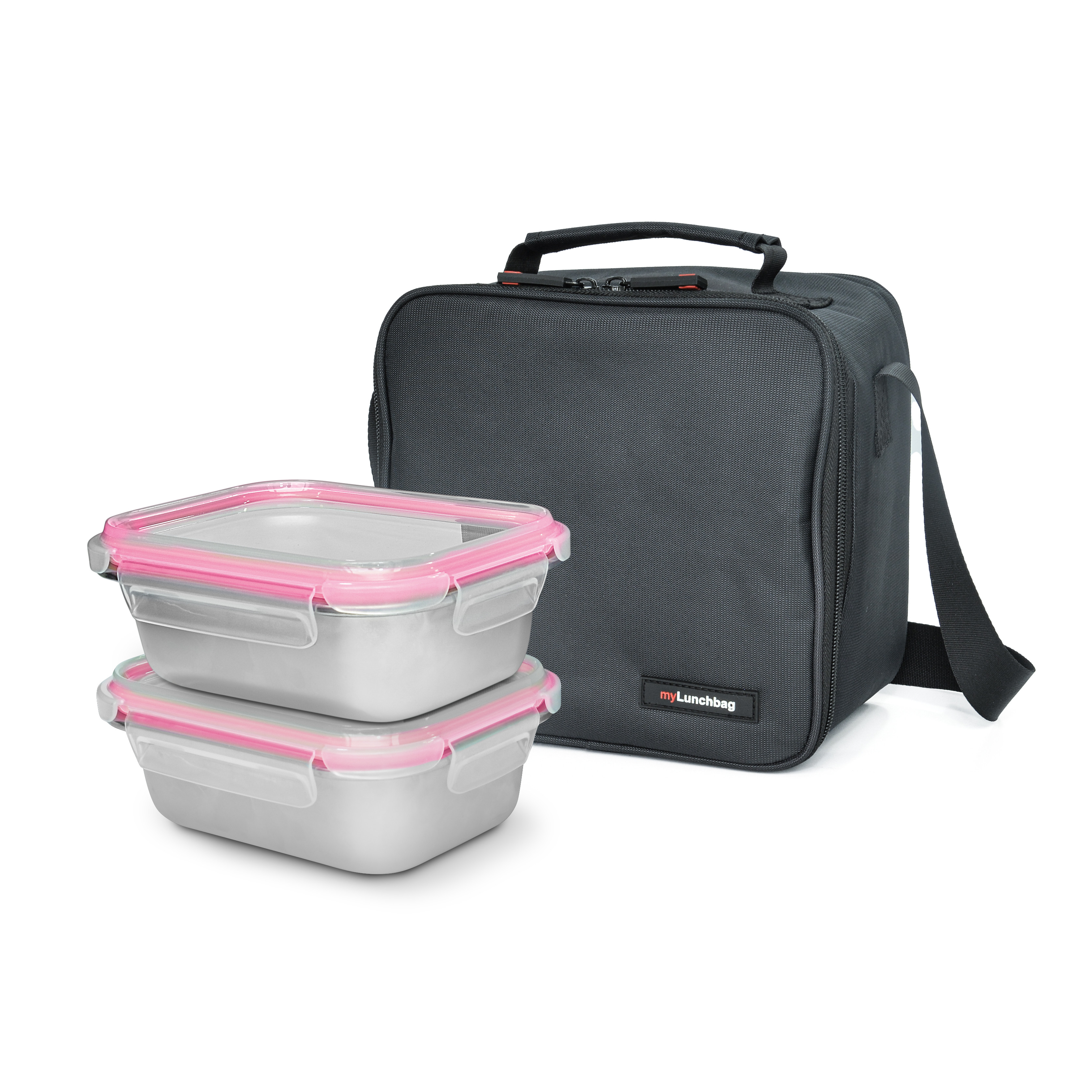 BOLSA PORTA ALIMENTOS NEGRO 4,2L +2 CONTENEDORES INOX 0,7L
