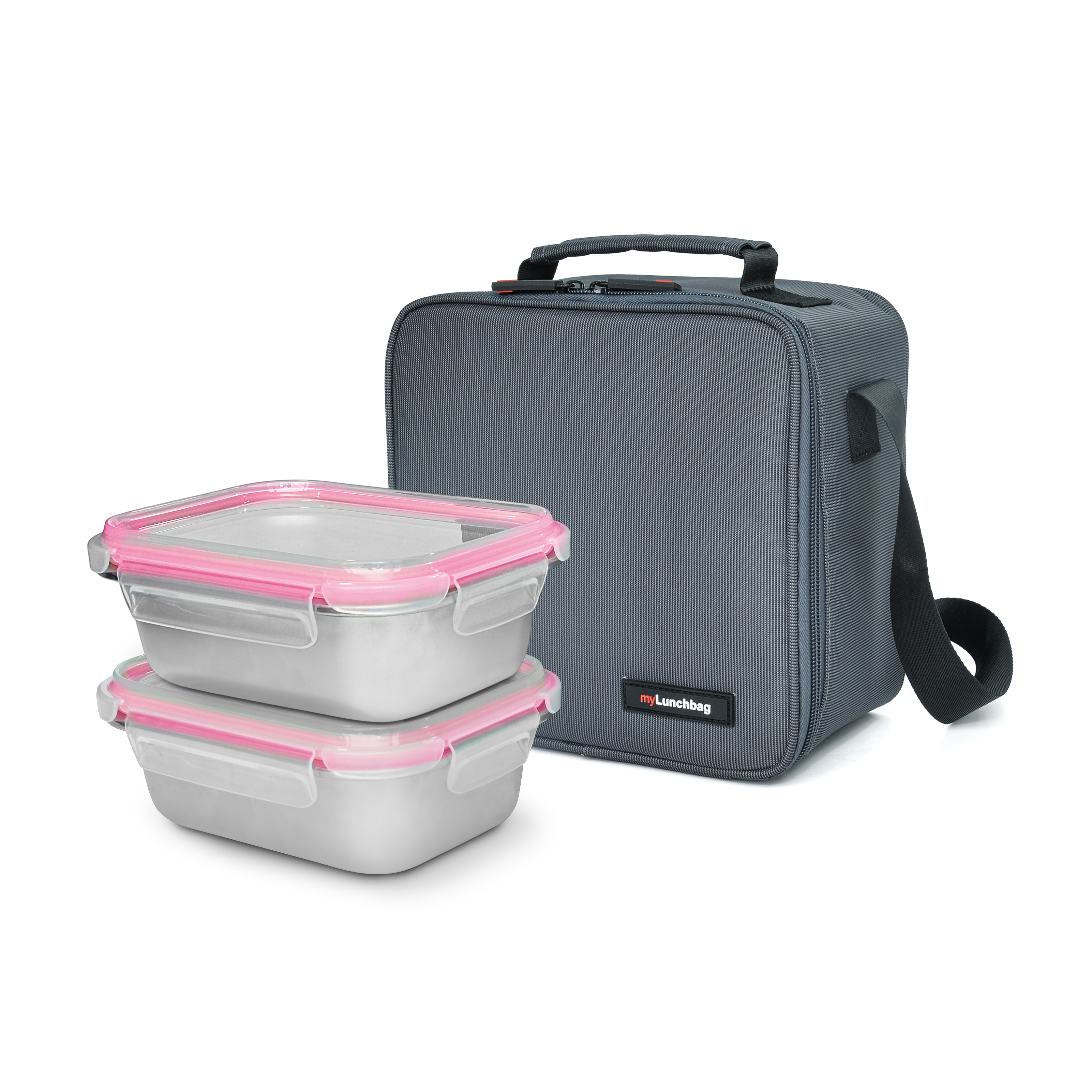 BOLSA PORTA ALIMENTOS  GRIS 4,2L +2 CONTENEDORES INOX 0,7L