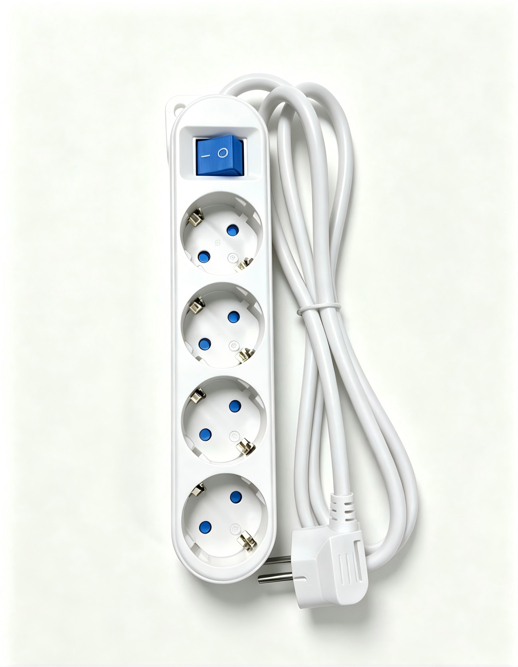 BASE MULTIPLE CON INTERRUPTOR BLANCO 4 TOMAS 1,5 MT