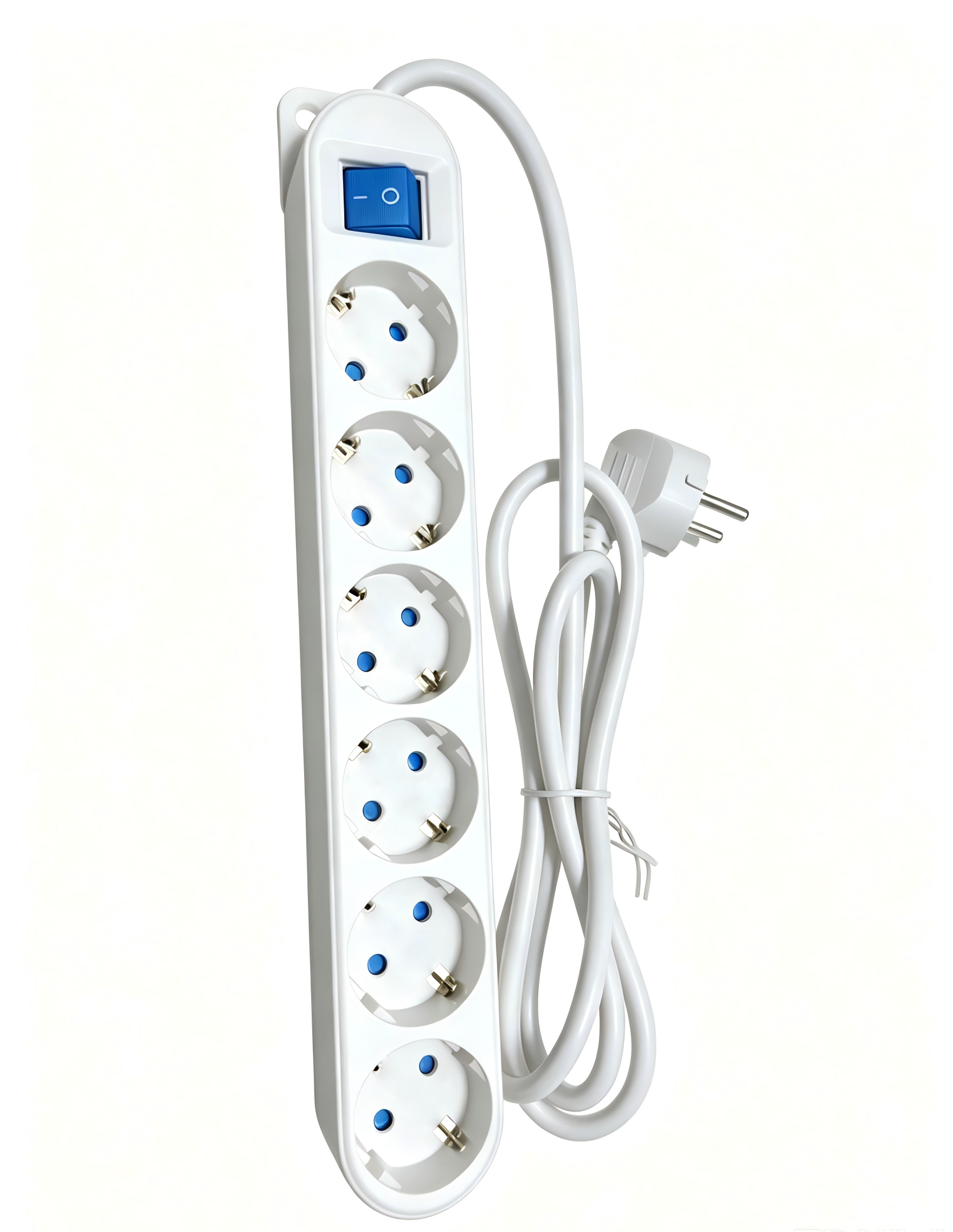 BASE MULTIPLE CON INTERRUPTOR BLANCO 6 TOMAS 1,5 MT