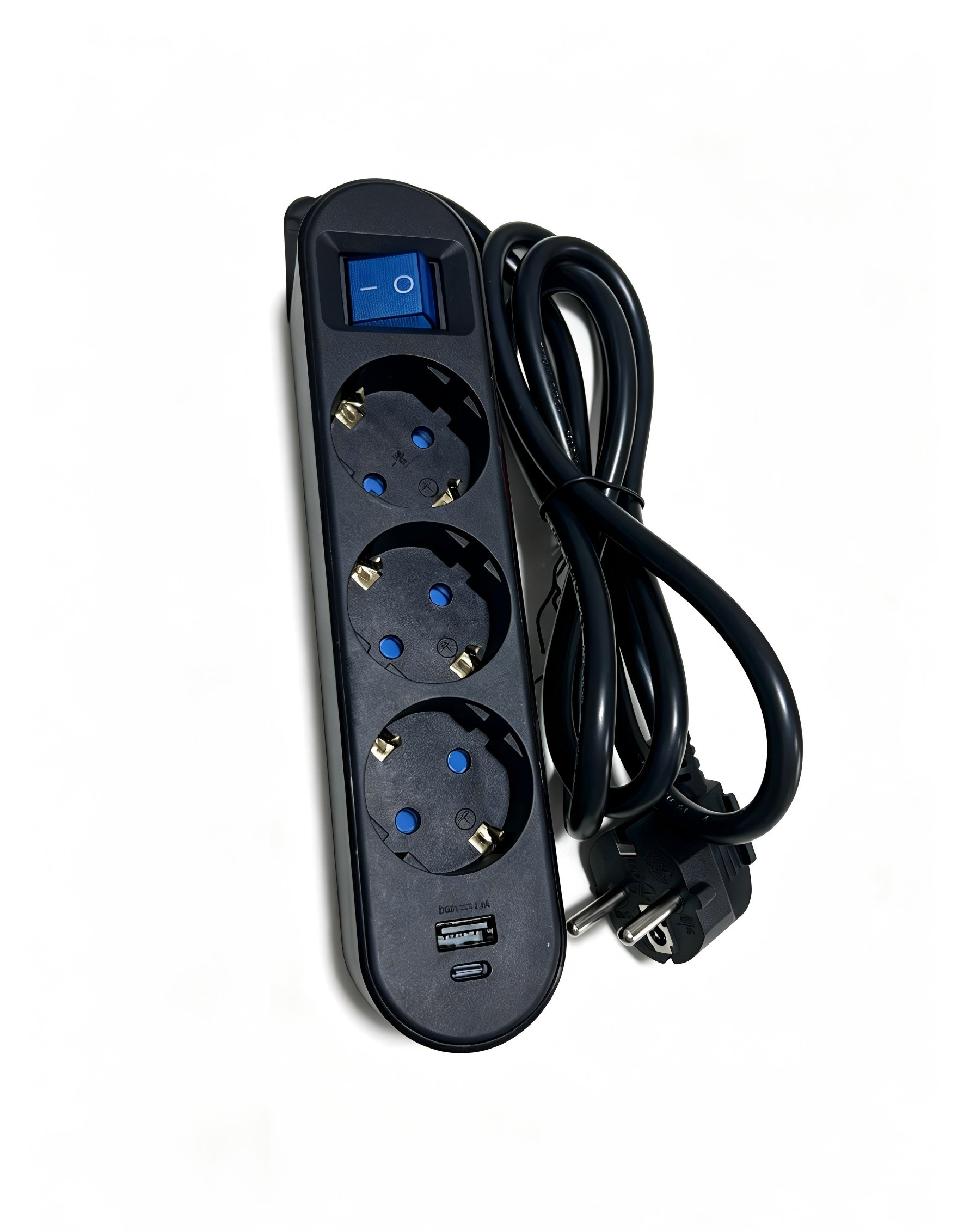 BASE MULTIPLE CON INTERRUPTOR+USB A+USB C NEGRO 3 TOMAS 1,5 MT
