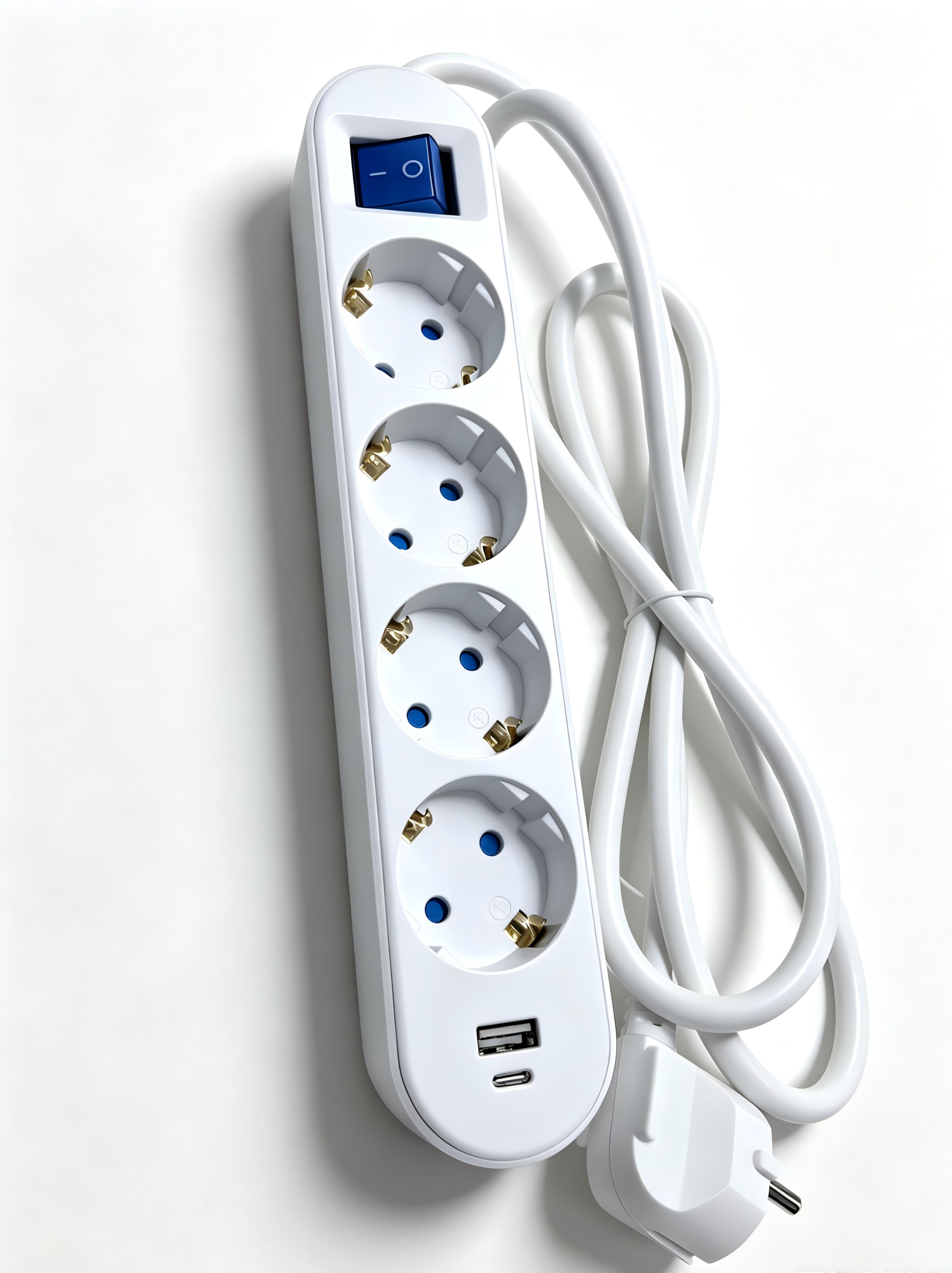BASE MULTIPLE CON INTERRUPTOR+USB A + USB C BLANCO 4 TOMAS 1,5 MT