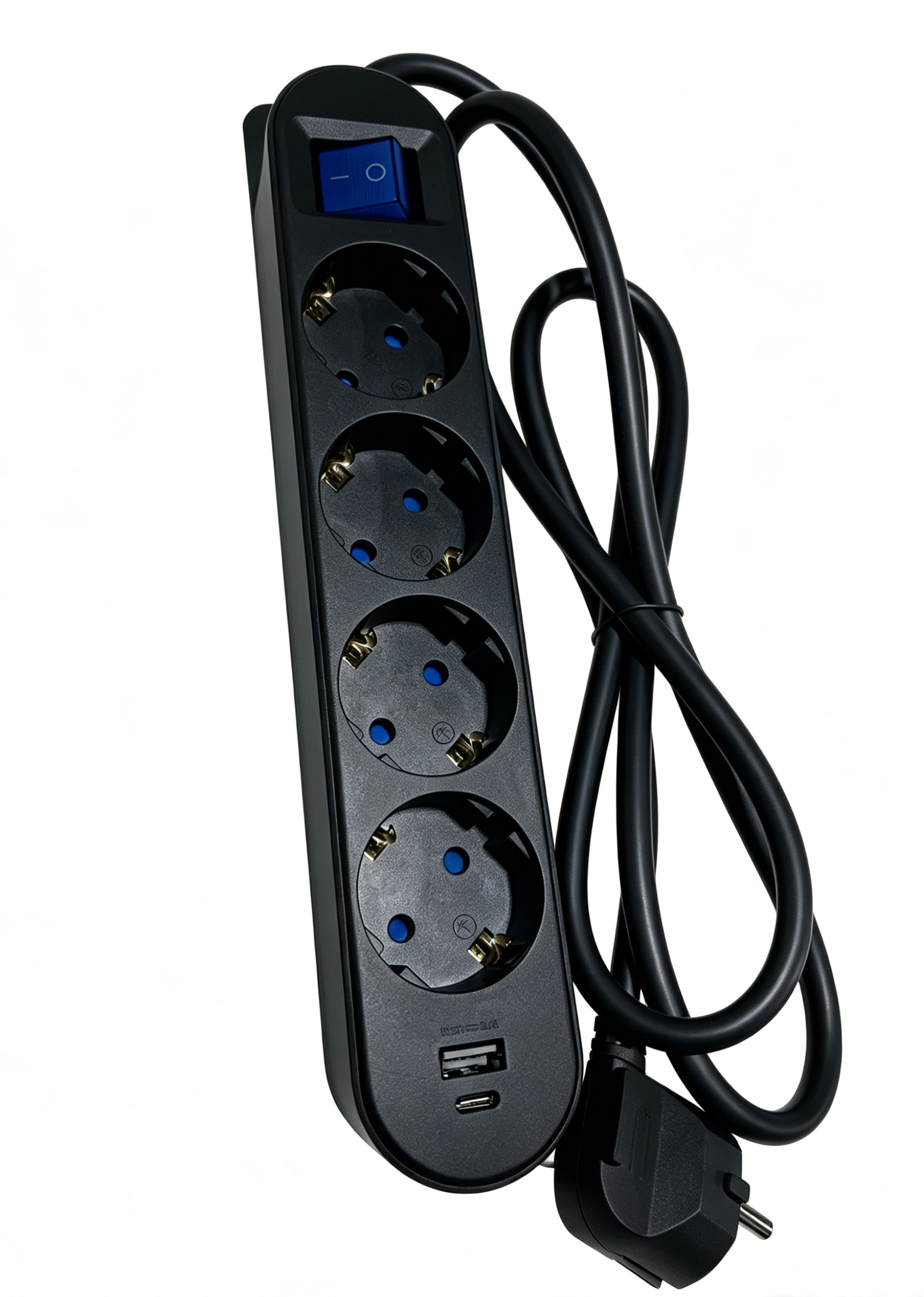 BASE MULTIPLE CON INTERRUPTOR +USB A+ USB C NEGRO 4 TOMAS 1,5 MT