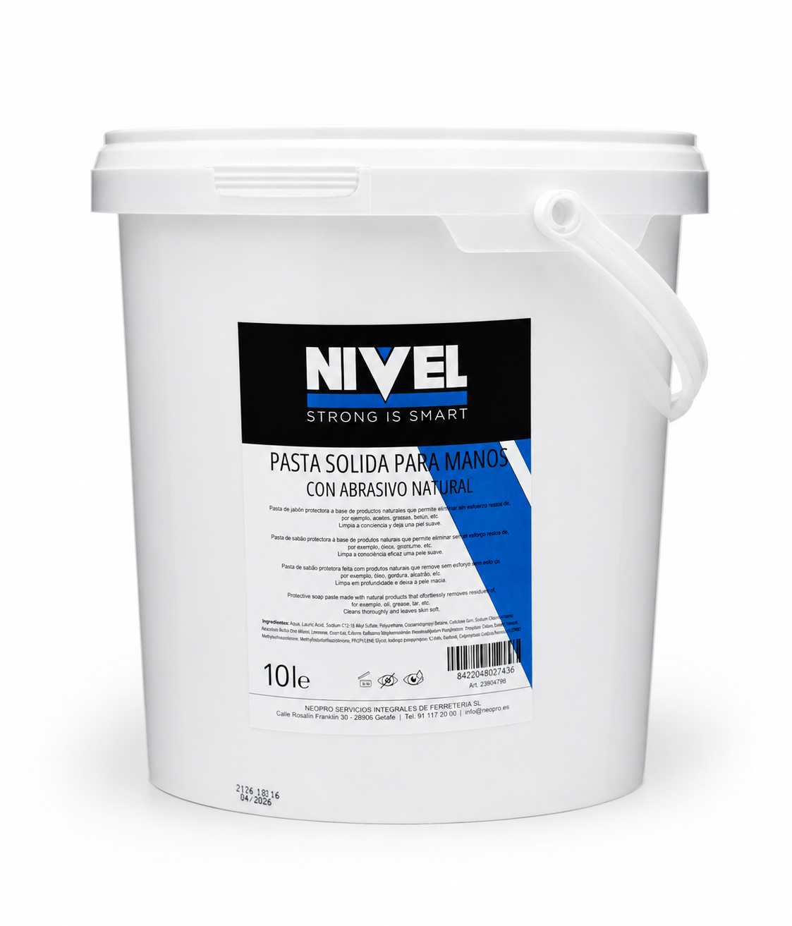 PASTA SOLIDA PARA MANOS CON ABRASIVO NATURAL 10L CUBO
