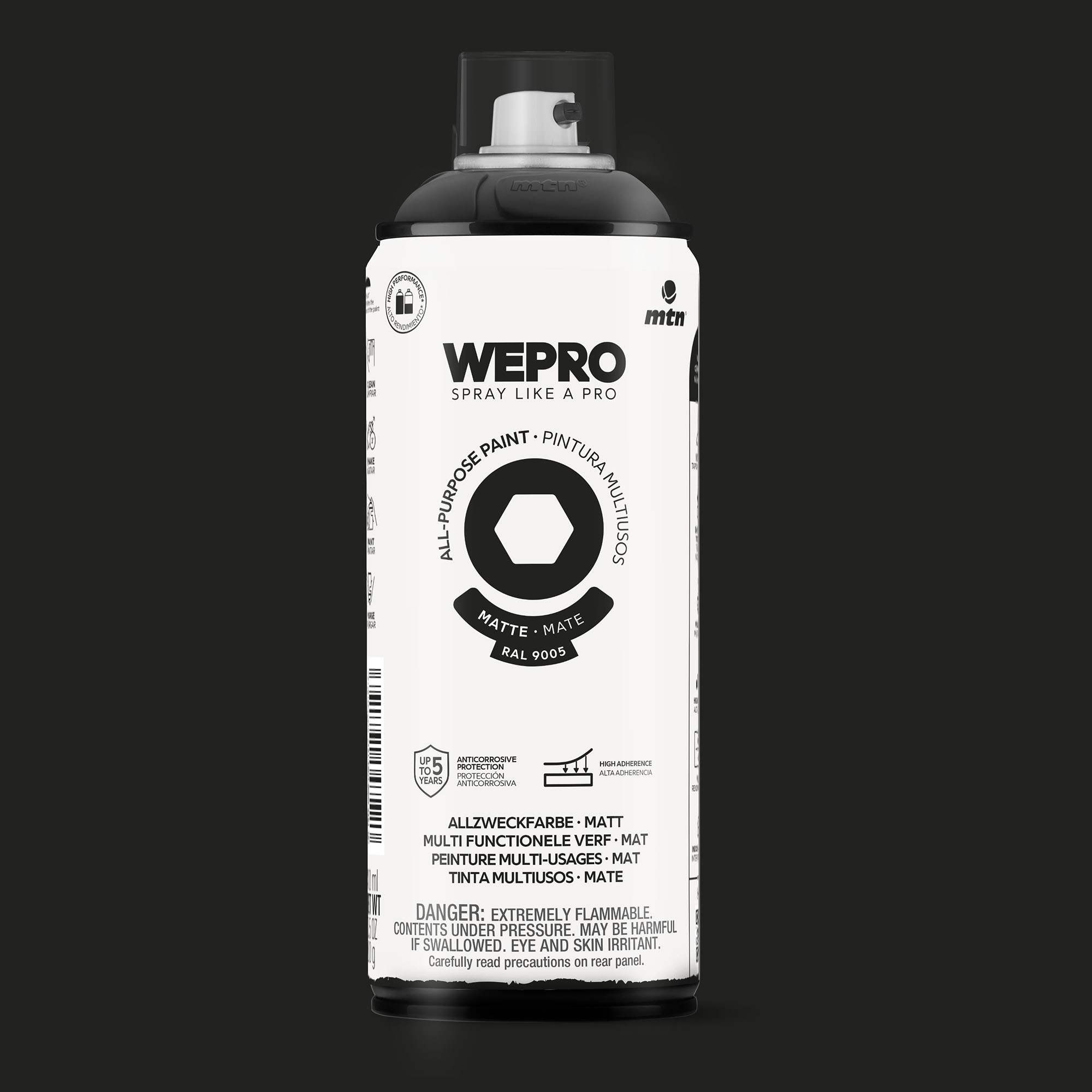 PINTURA SRAY MTN WEPRO SOLVENT MATE 400 ML NEGRO COSMOS